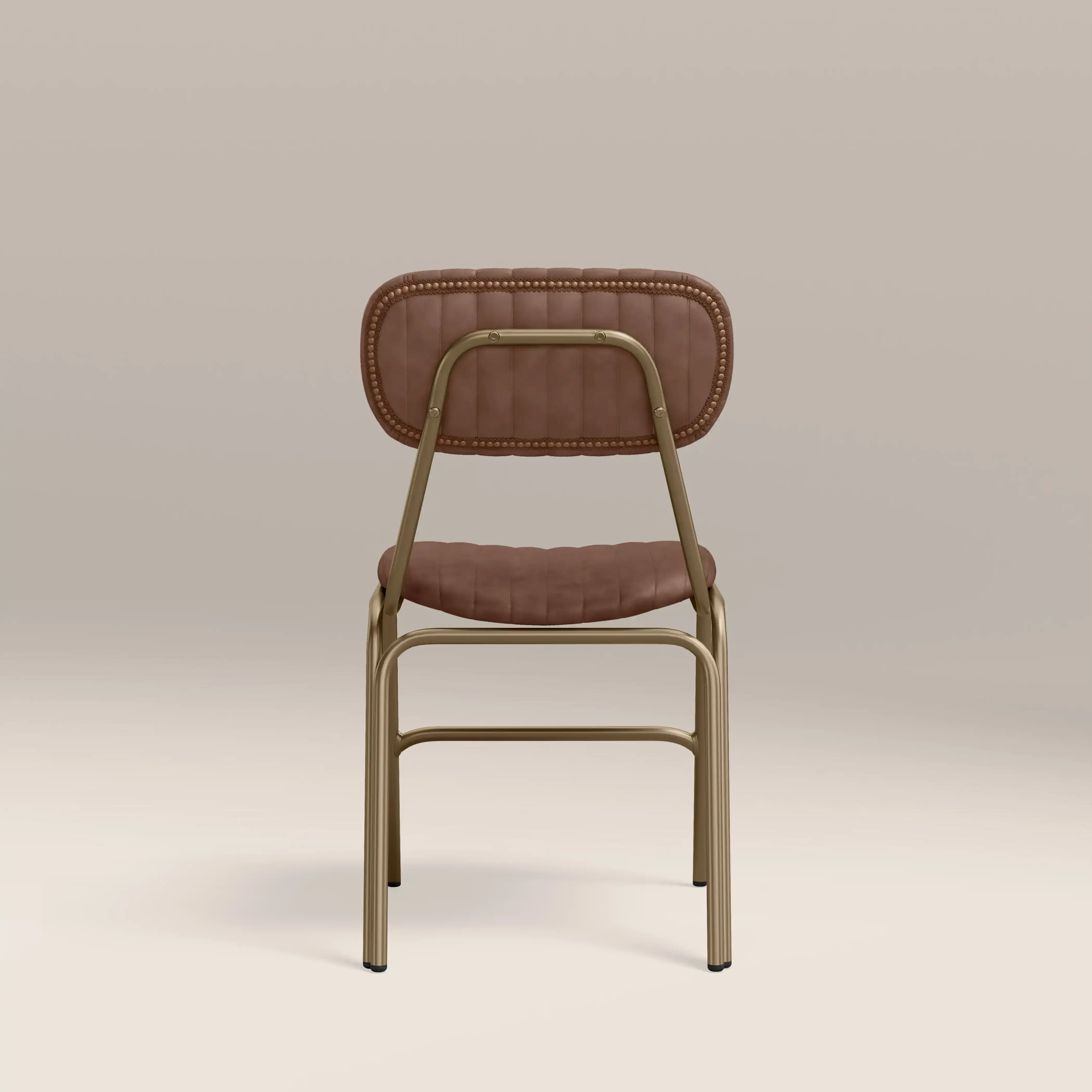 Boston Dining Chair | Vintage Tan Faux Leather & Brass - Image 5
