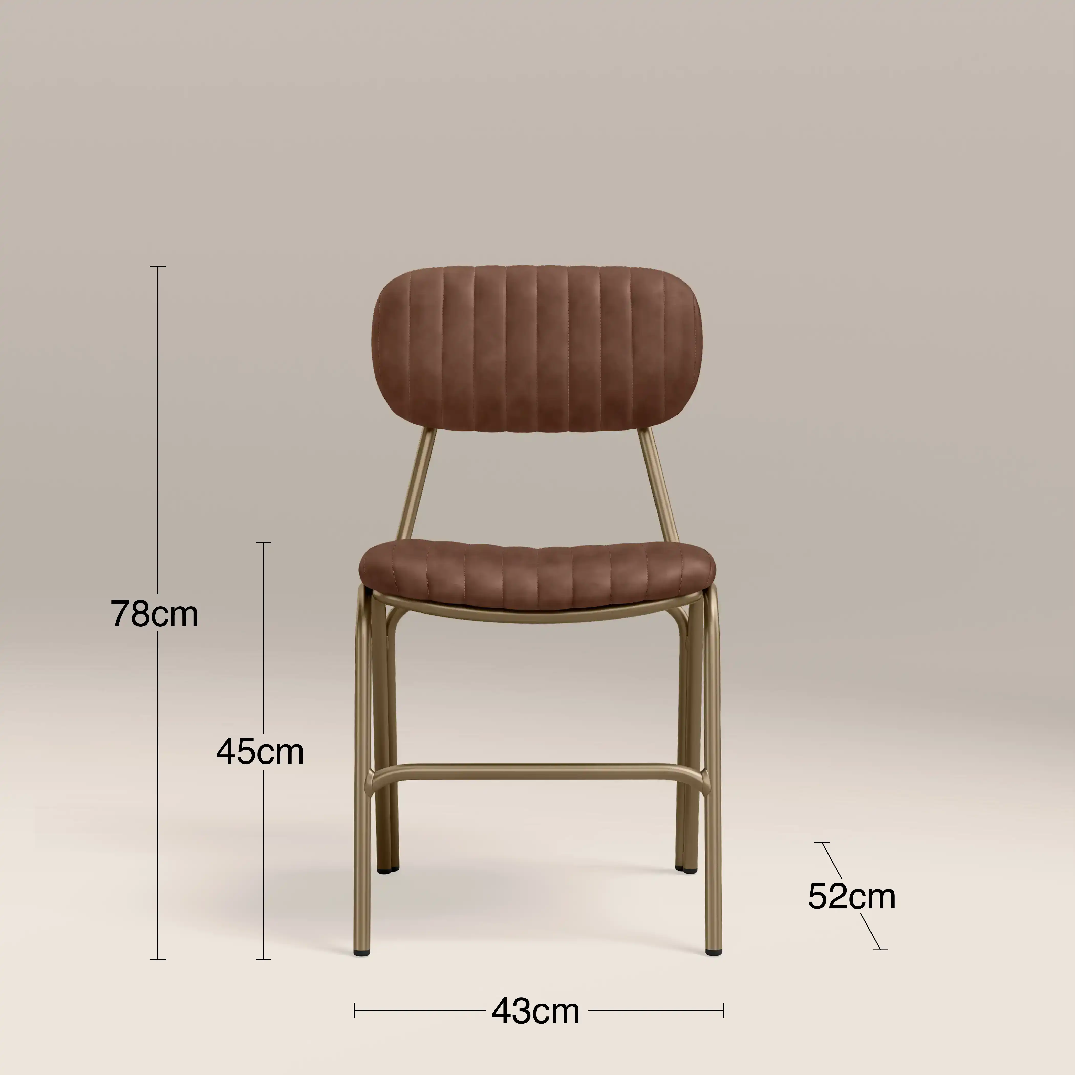 Boston Dining Chair | Vintage Tan Faux Leather & Brass - Image 6