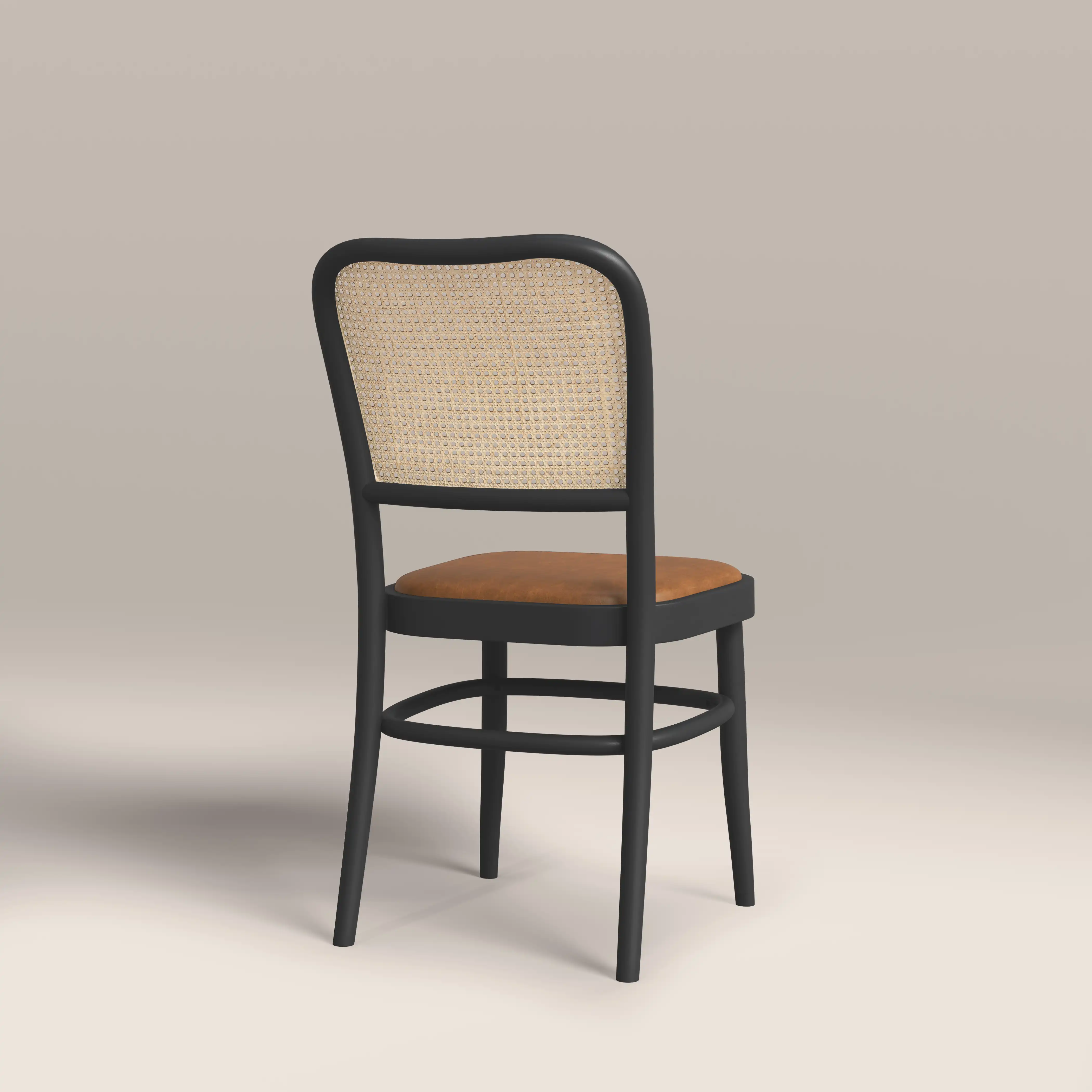 Bourne Wooden Dining Chair | Vintage Tan Faux Leather & Black - Image 6