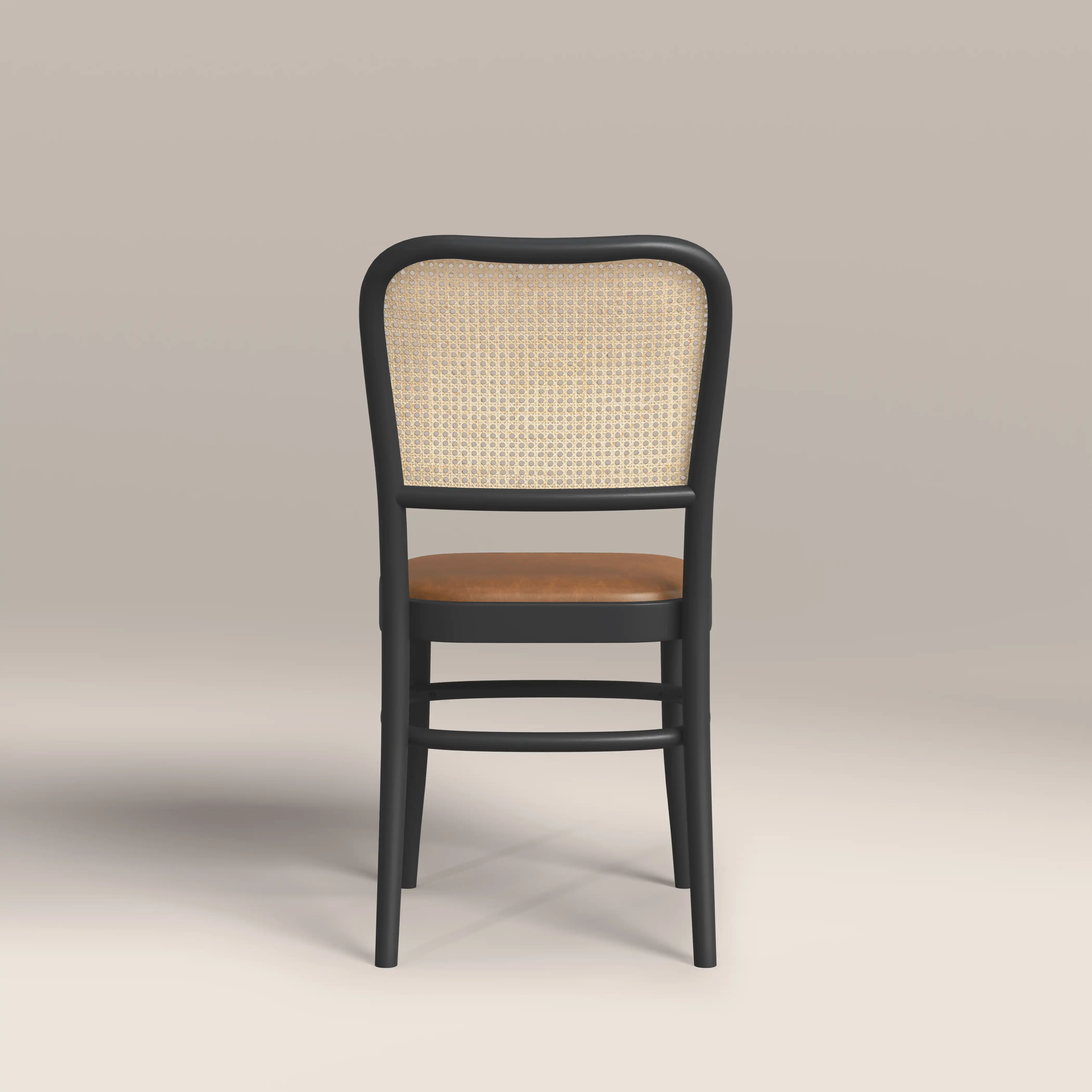 Bourne Wooden Dining Chair | Vintage Tan Faux Leather & Black - Image 7