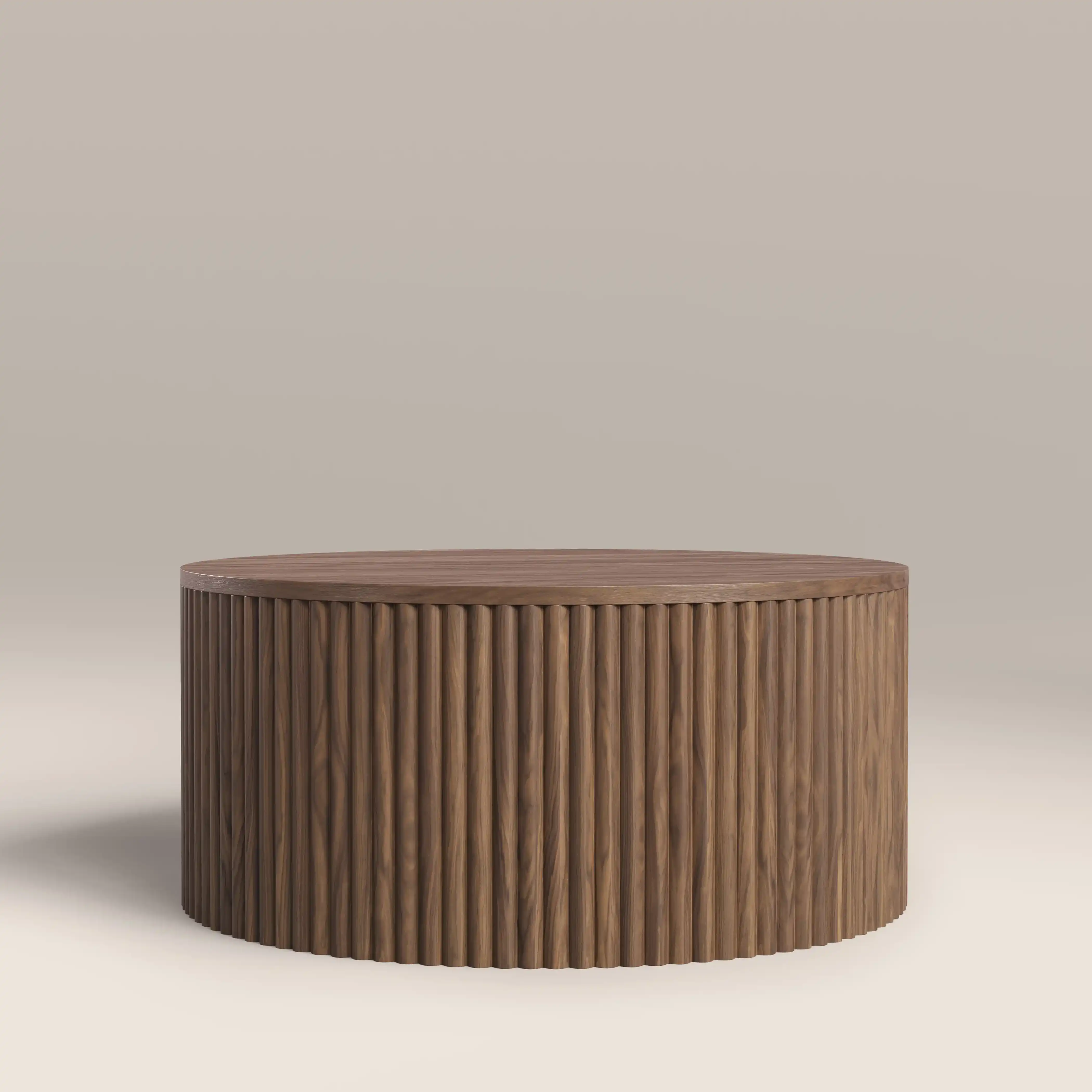 Brey Round Wooden Storage Coffee Table | Walnut - Image 2