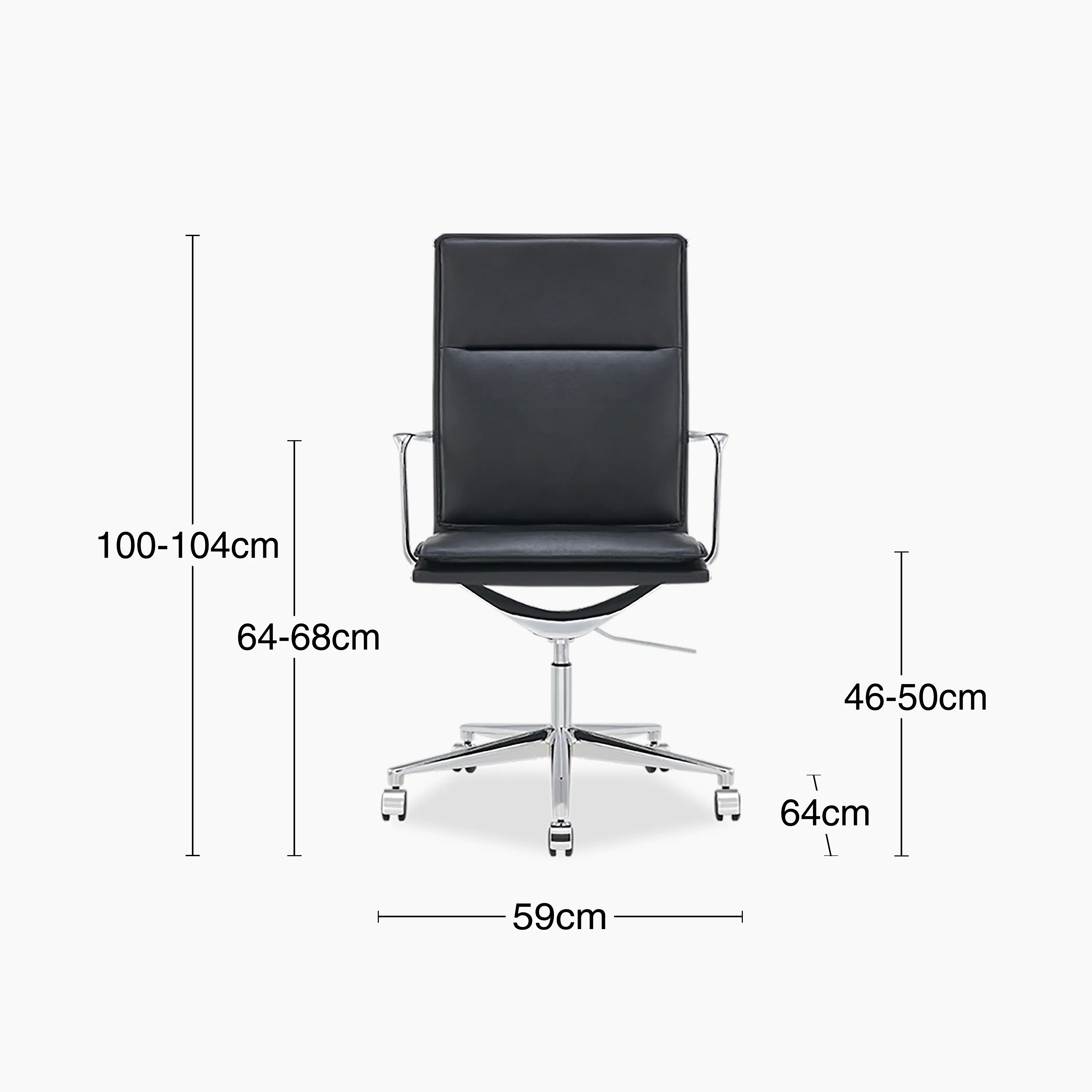 Bria High Back Office Chair | Black Faux Leather & Chrome - Image 7