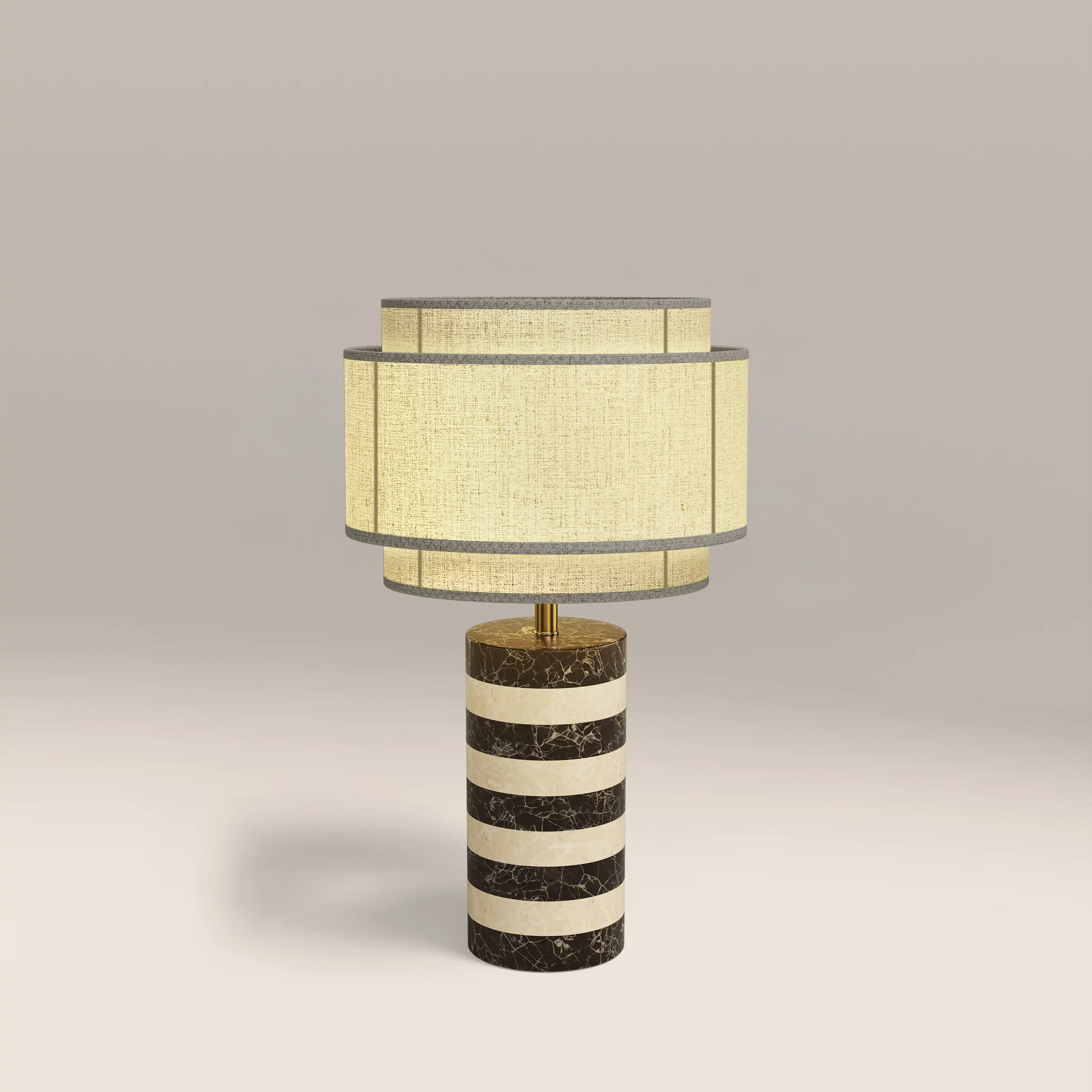 Briar Table Lamp | Chocolate Brown Marble & Natural Travertine - Image 3