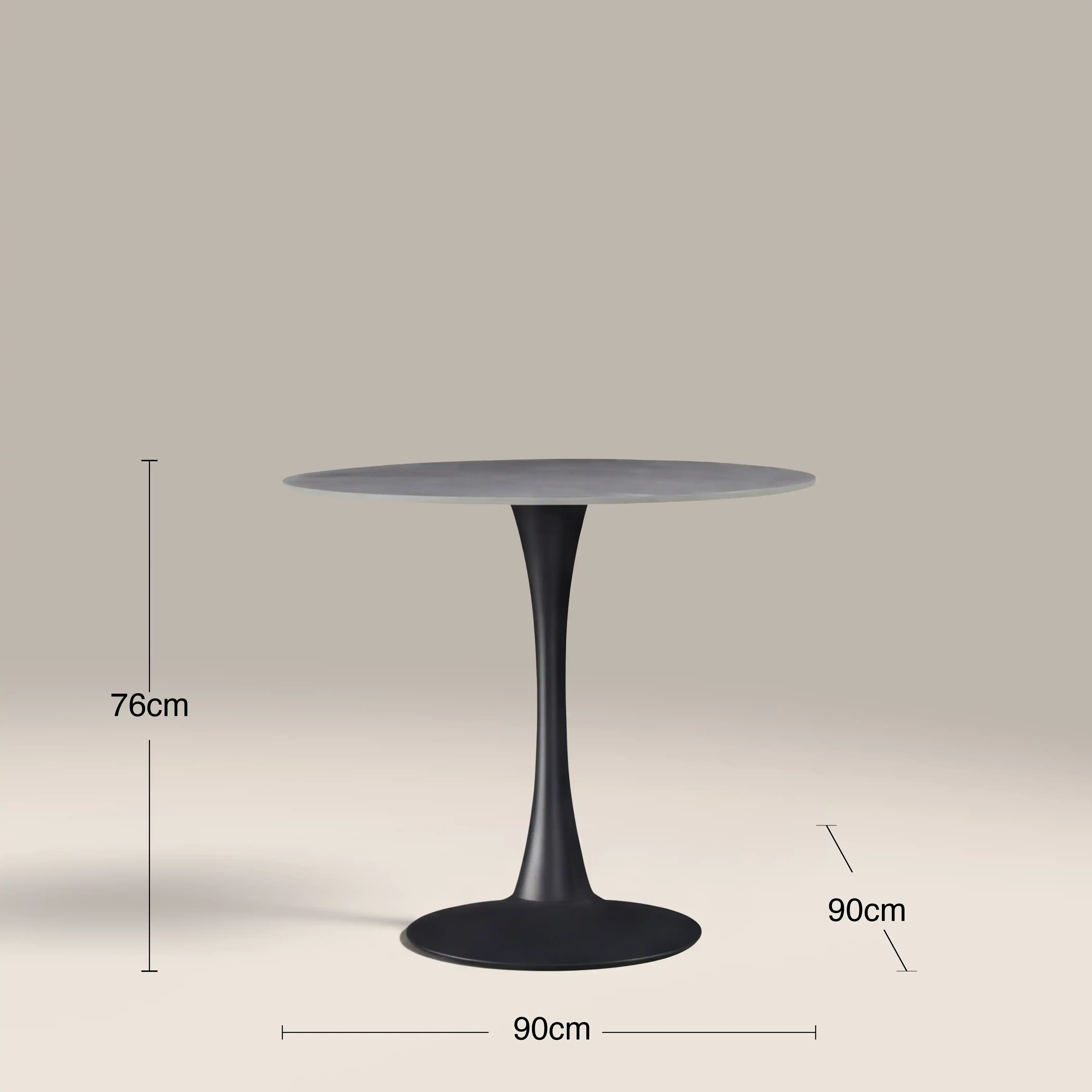 Byre 2 Seat Round Dining Table | Grey Ceramic & Black - Image 4