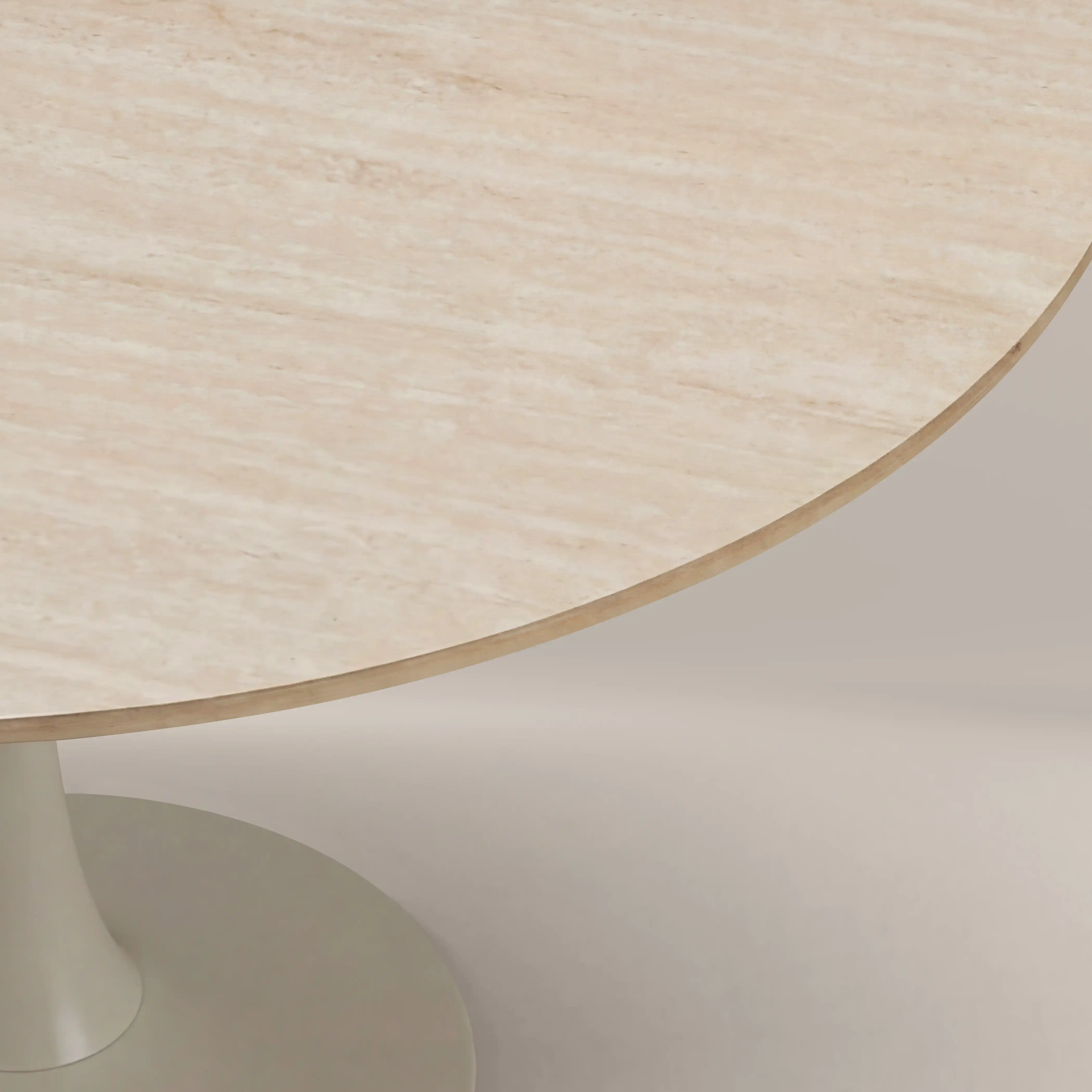 Byre 2 Seat Round Dining Table | Natural Travertine Effect Sintered Stone & Cream - Image 3