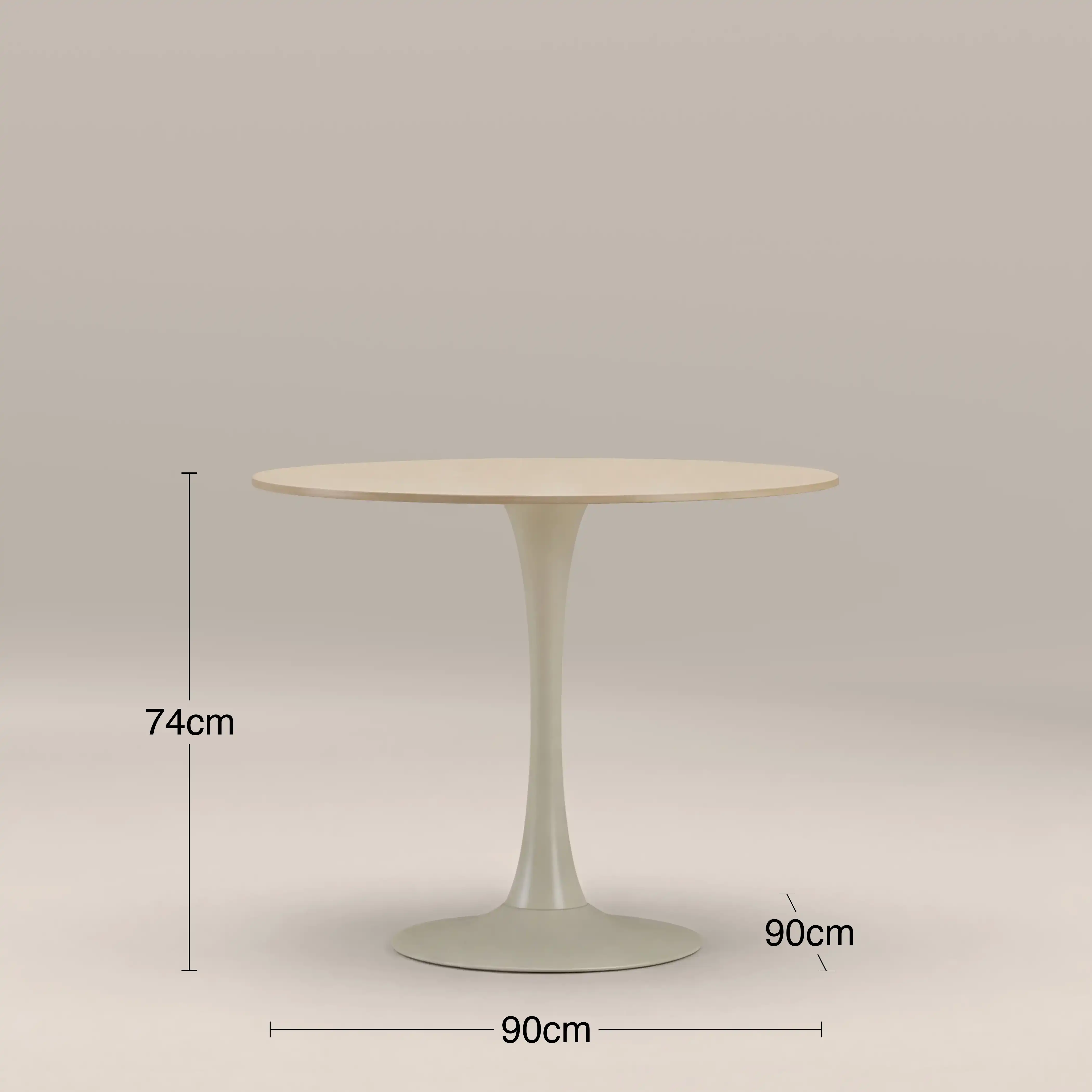 Byre 2 Seat Round Dining Table | Natural Travertine Effect Sintered Stone & Cream - Image 4