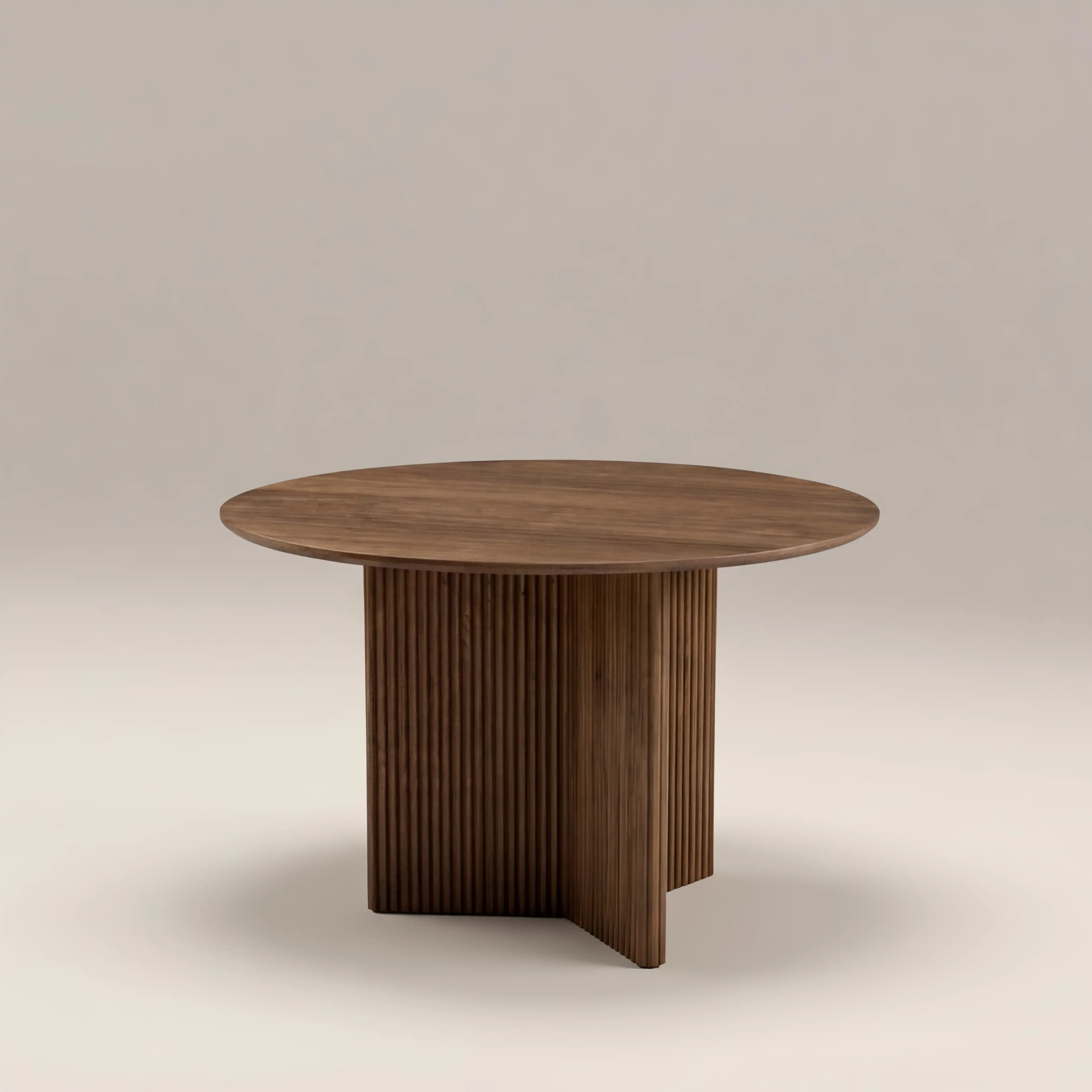 Caleb 4 Seat Round Wooden Dining Table | Walnut - Image 3