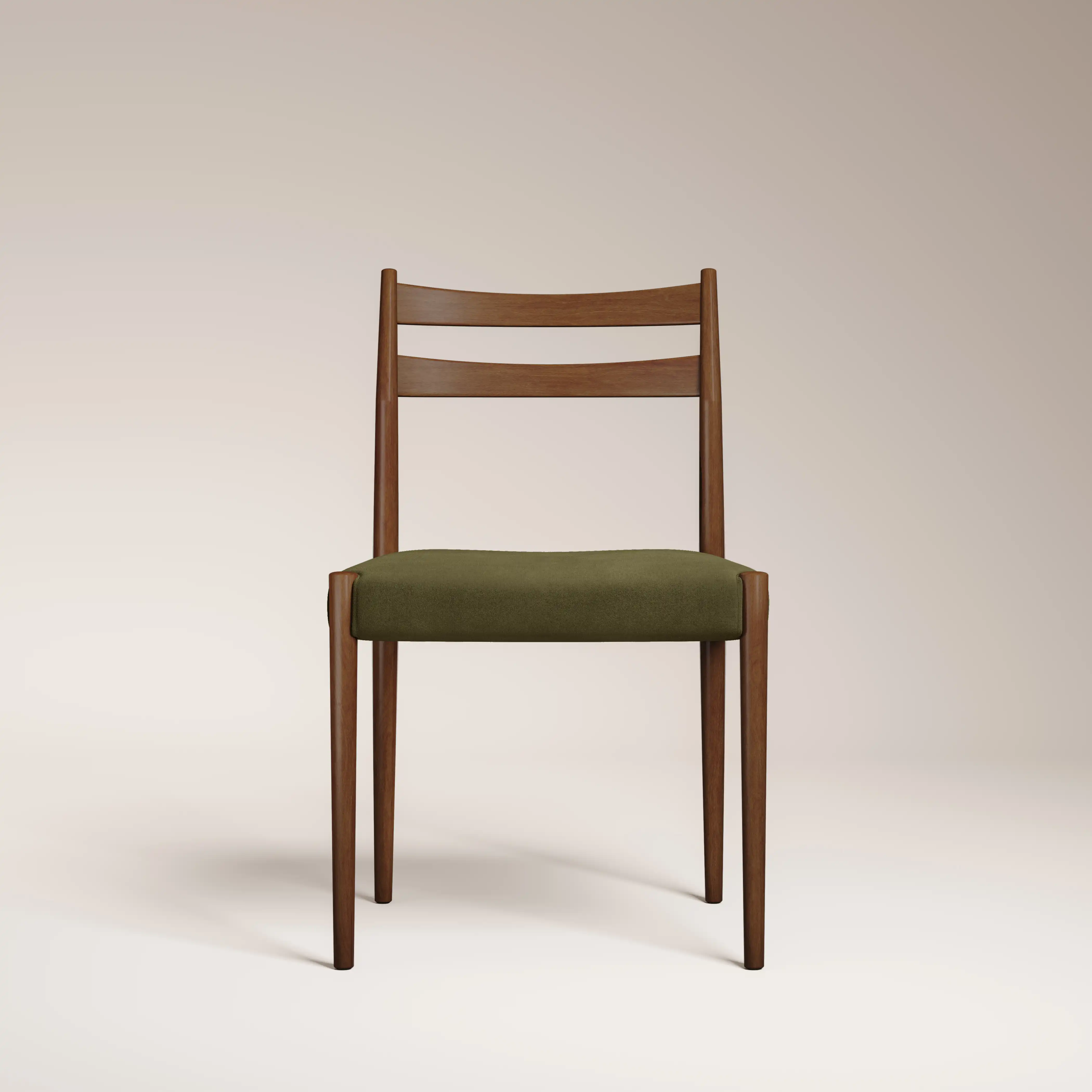 Caleb Wooden Dining Chair | Moss Green Sustainable Mohair Velvet & Walnut - Image 4