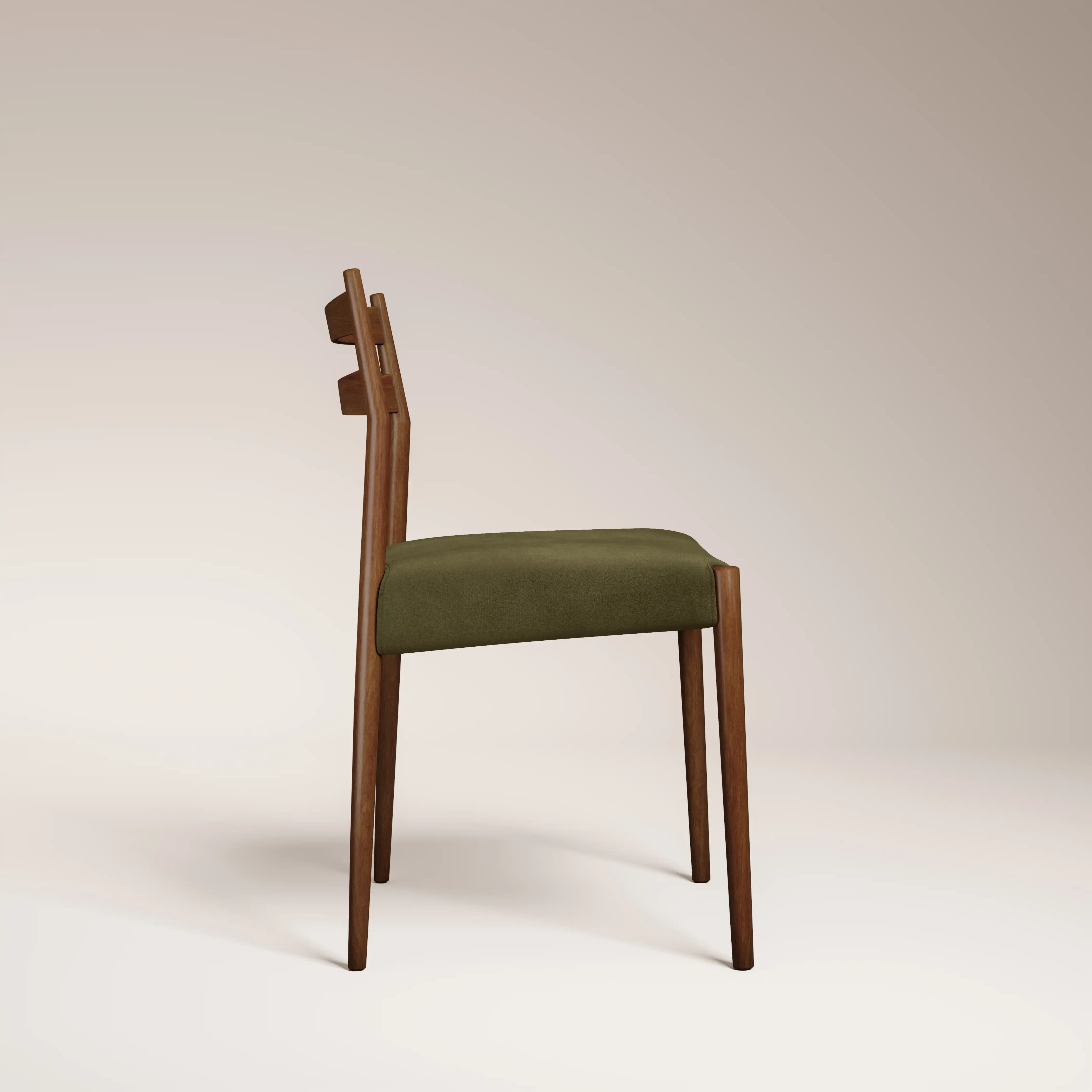 Caleb Wooden Dining Chair | Moss Green Sustainable Mohair Velvet & Walnut - Image 5
