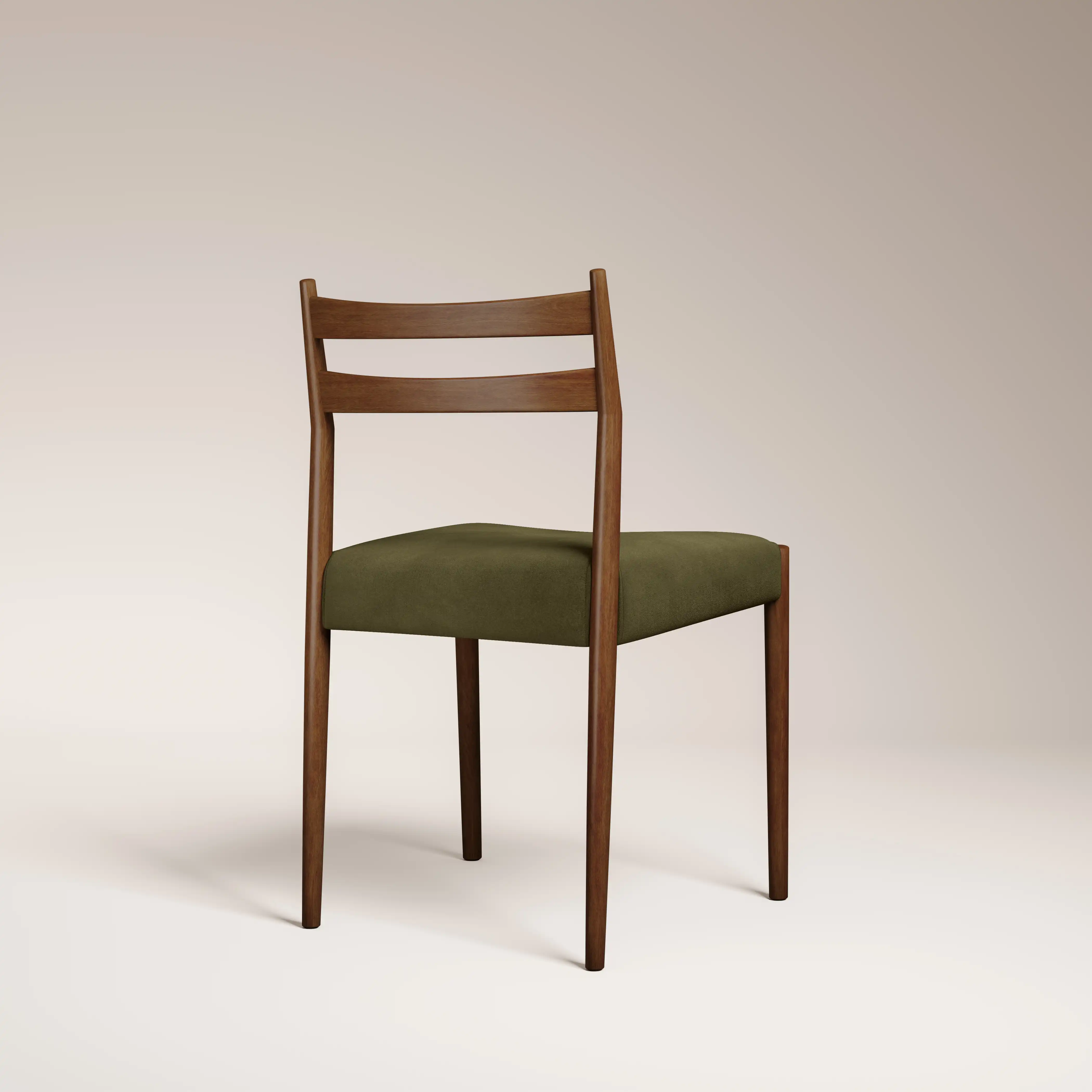 Caleb Wooden Dining Chair | Moss Green Sustainable Mohair Velvet & Walnut - Image 6