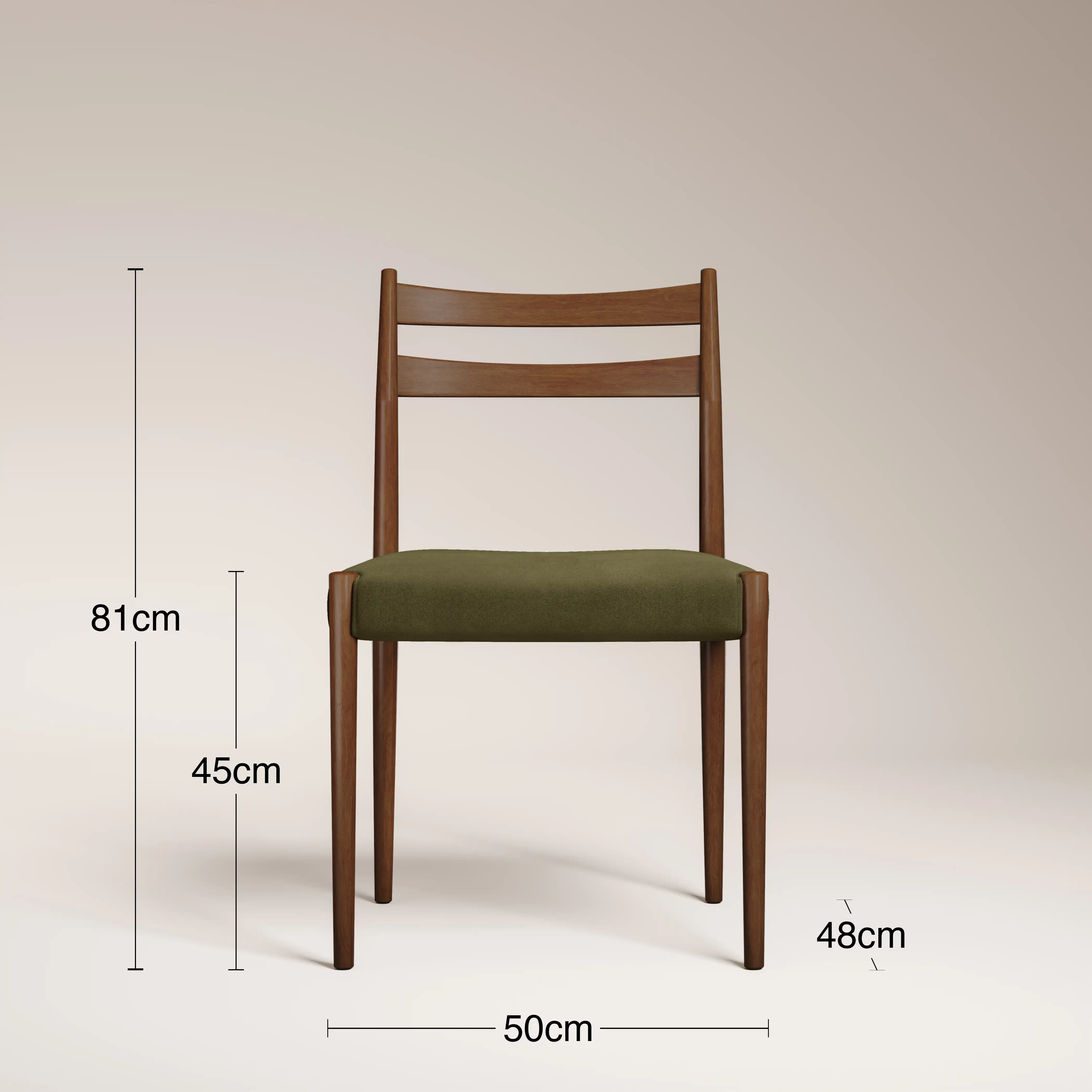 Caleb Wooden Dining Chair | Moss Green Sustainable Mohair Velvet & Walnut - Image 8