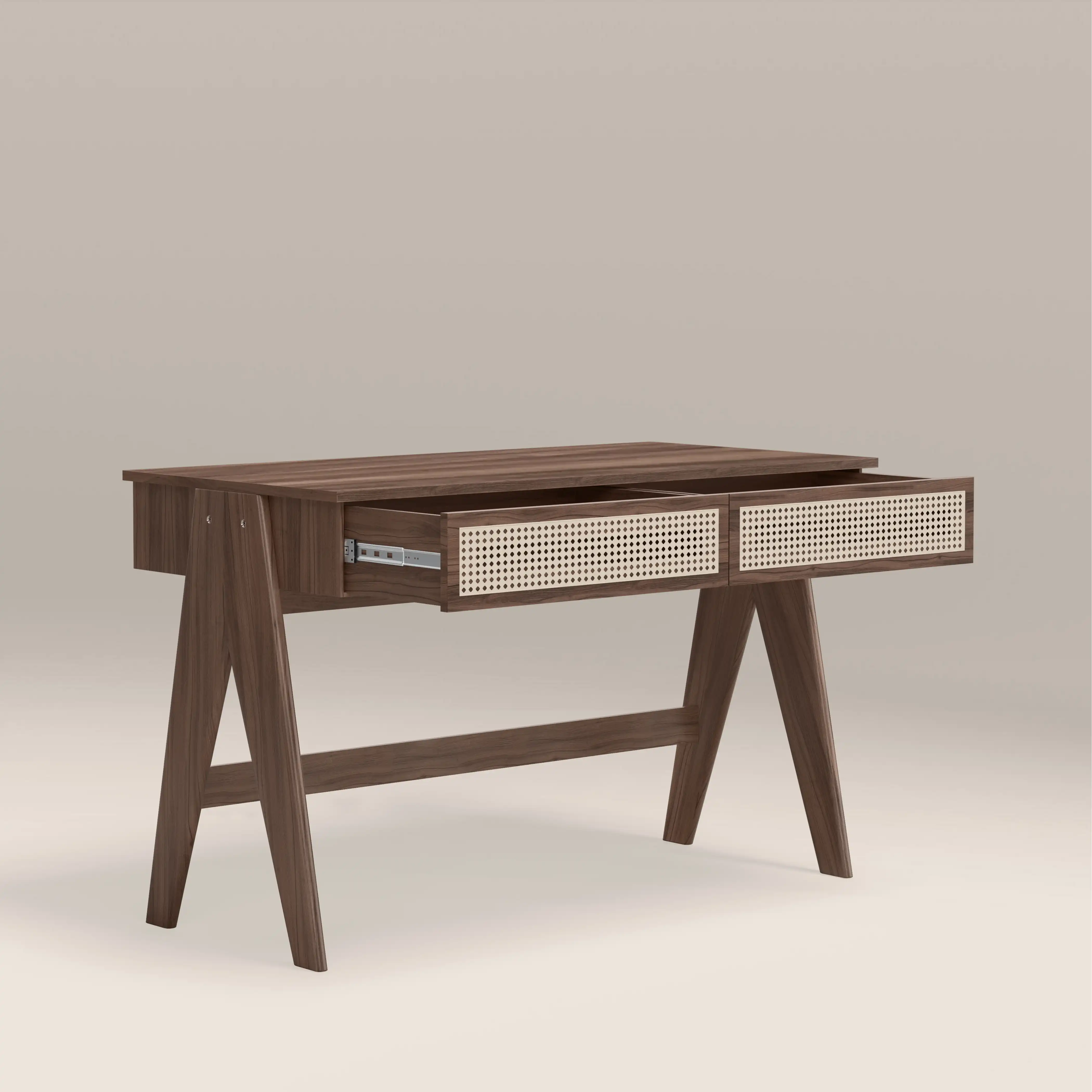 Campbell Large Wooden 2 Drawer Desk | Walnut - Image 3