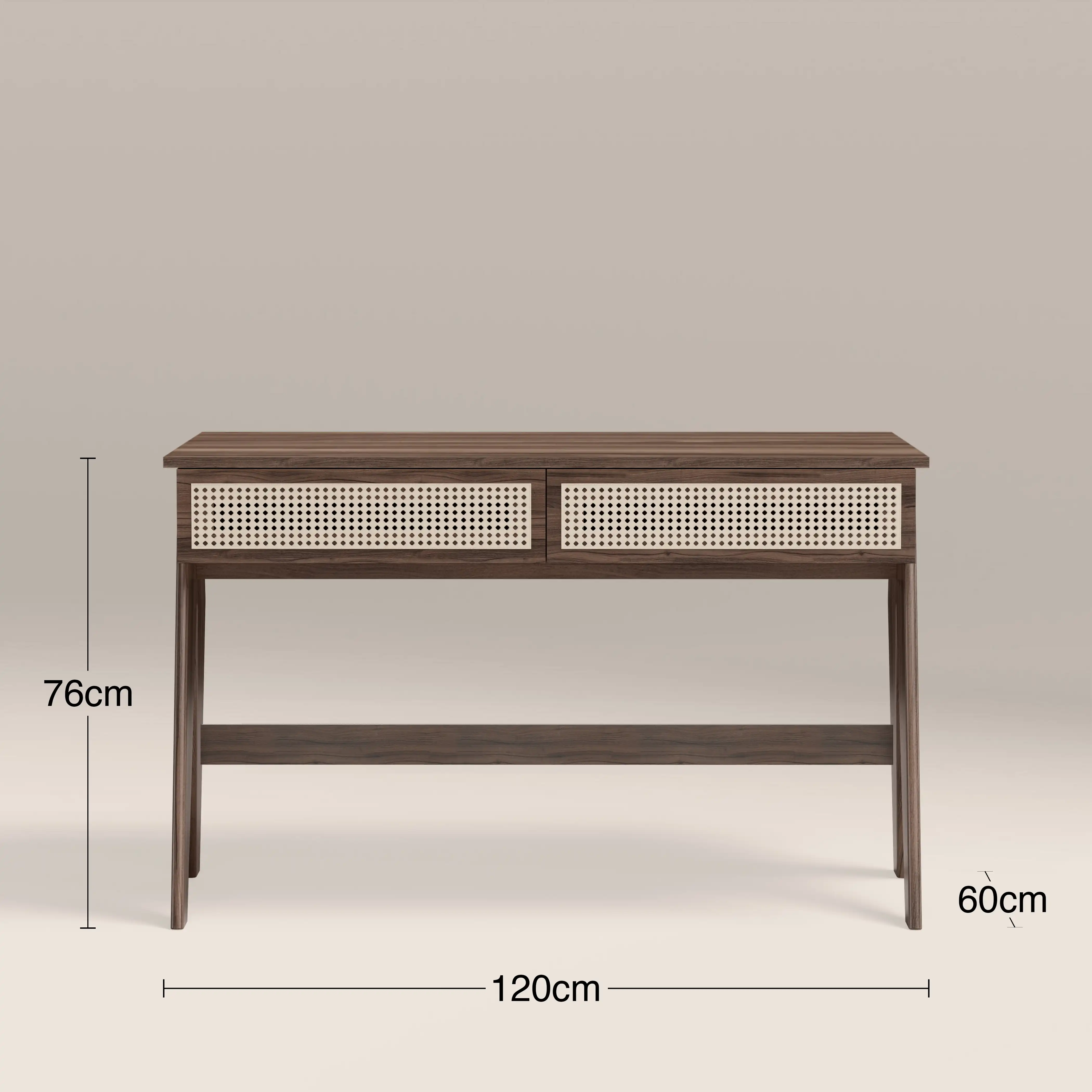 Campbell Large Wooden 2 Drawer Desk | Walnut - Image 6