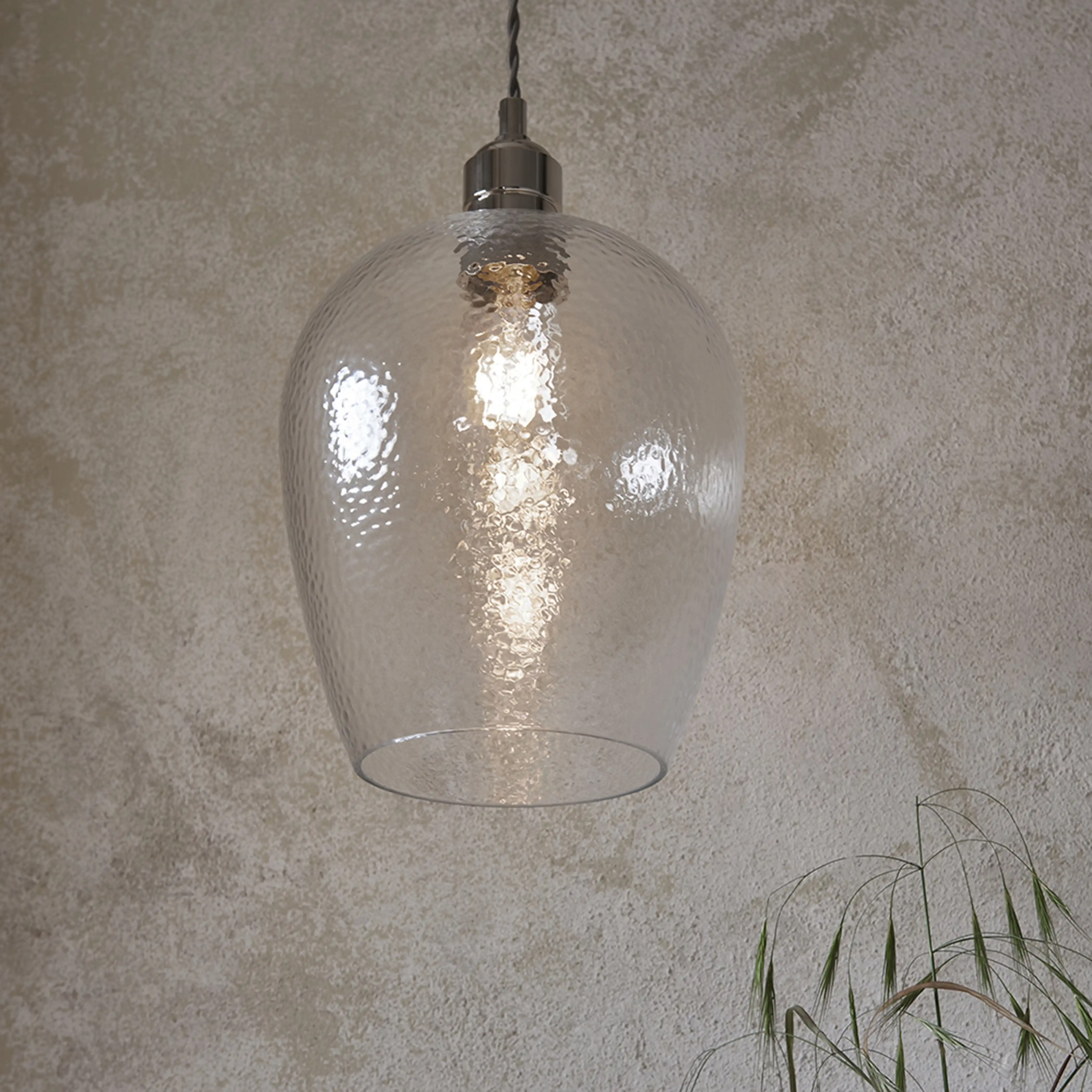 Carly Pendant Light | Rippled Glass & Chrome - Image 2