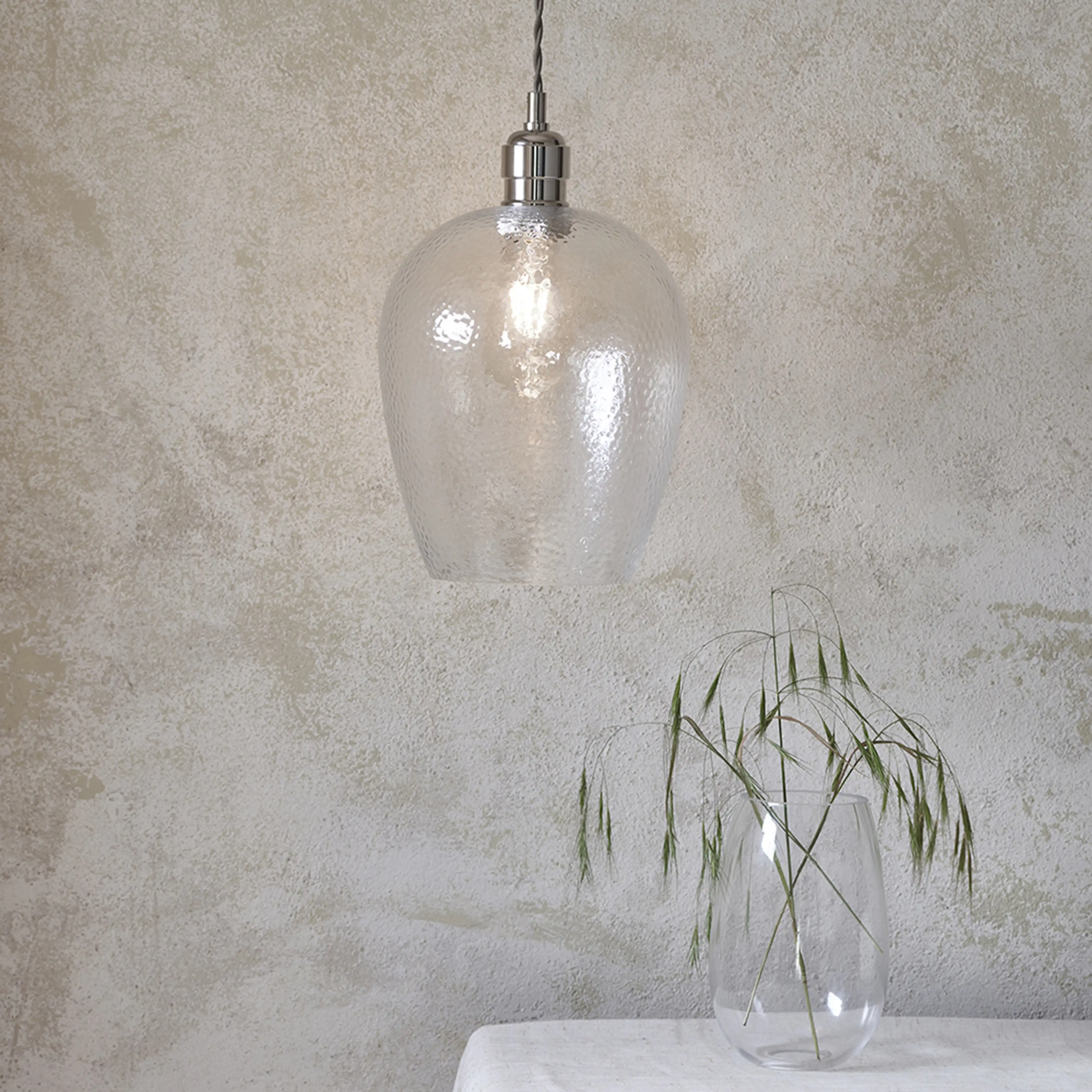Carly Pendant Light | Rippled Glass & Chrome - Image 3