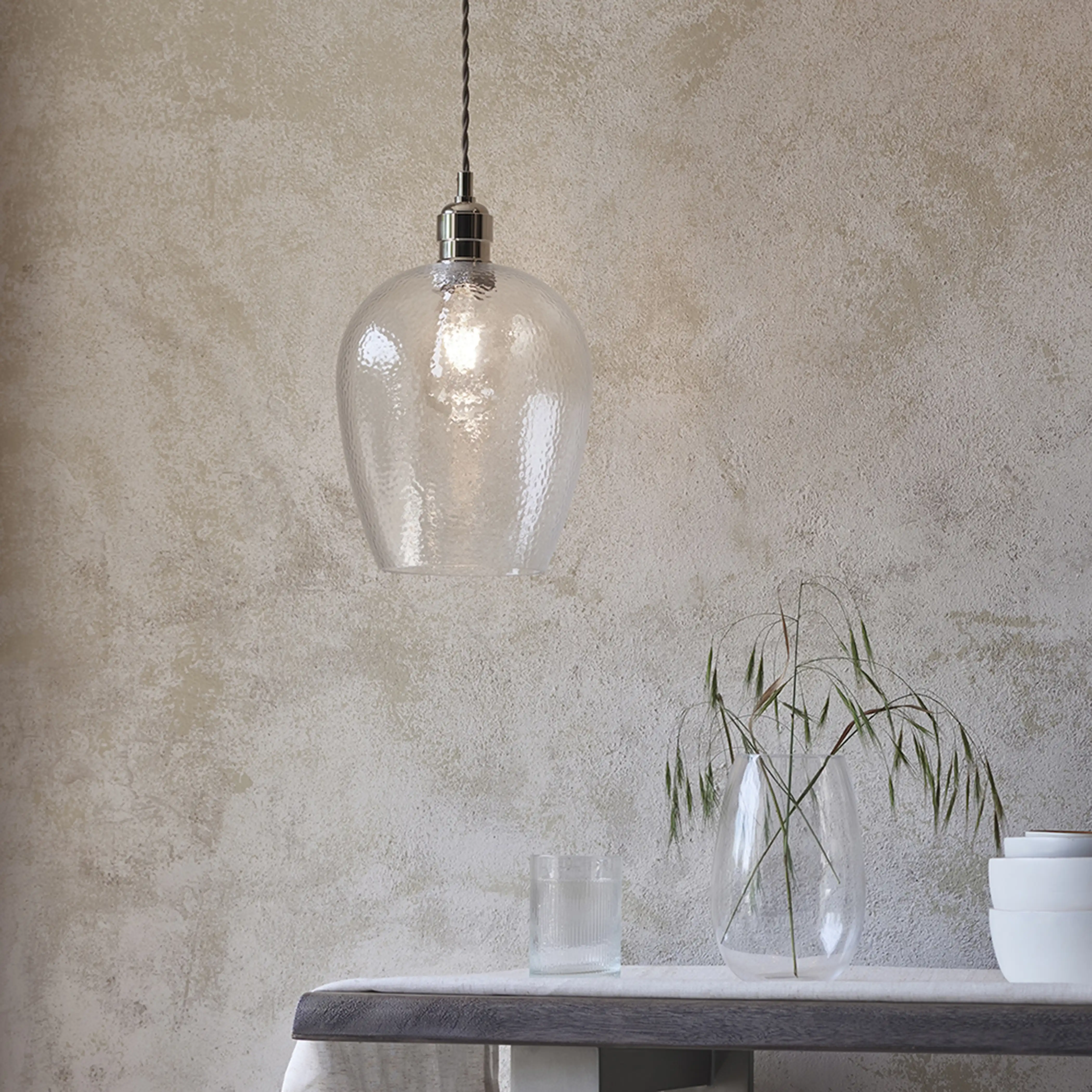 Carly Pendant Light | Rippled Glass & Chrome - Image 4