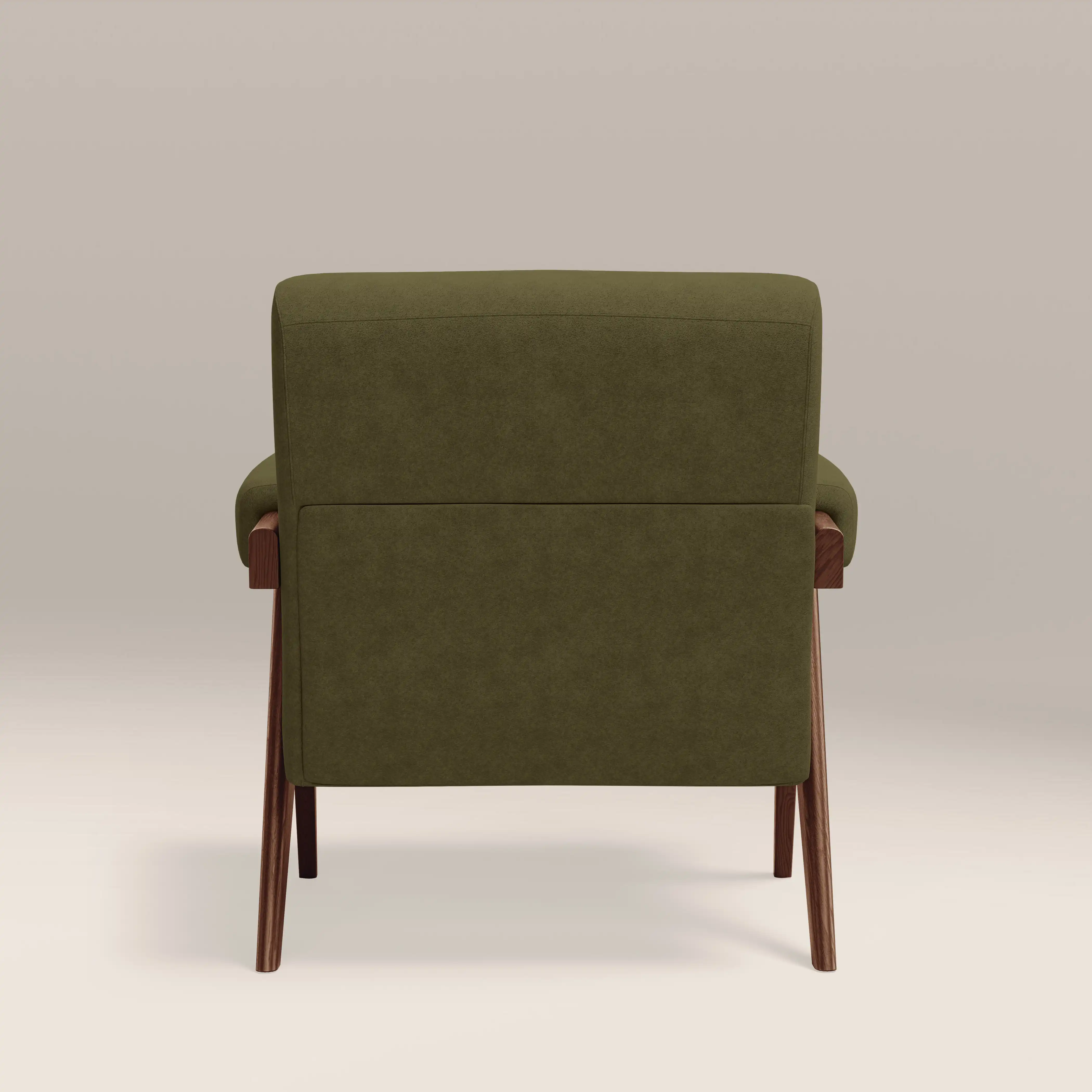Cary Accent Chair | Moss Green Sustainable Mohair Velvet & Walnut - Image 7
