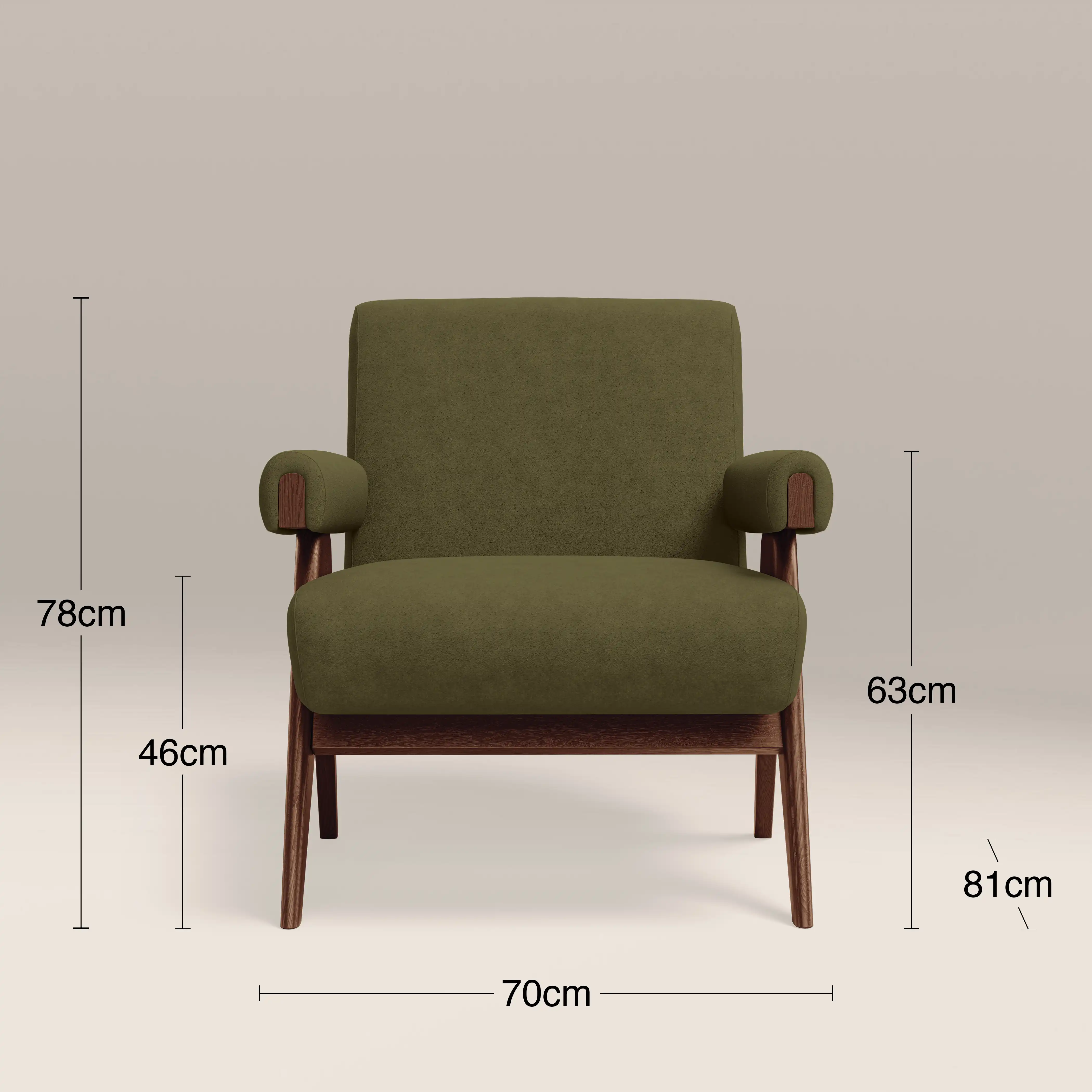 Cary Accent Chair | Moss Green Sustainable Mohair Velvet & Walnut - Image 8