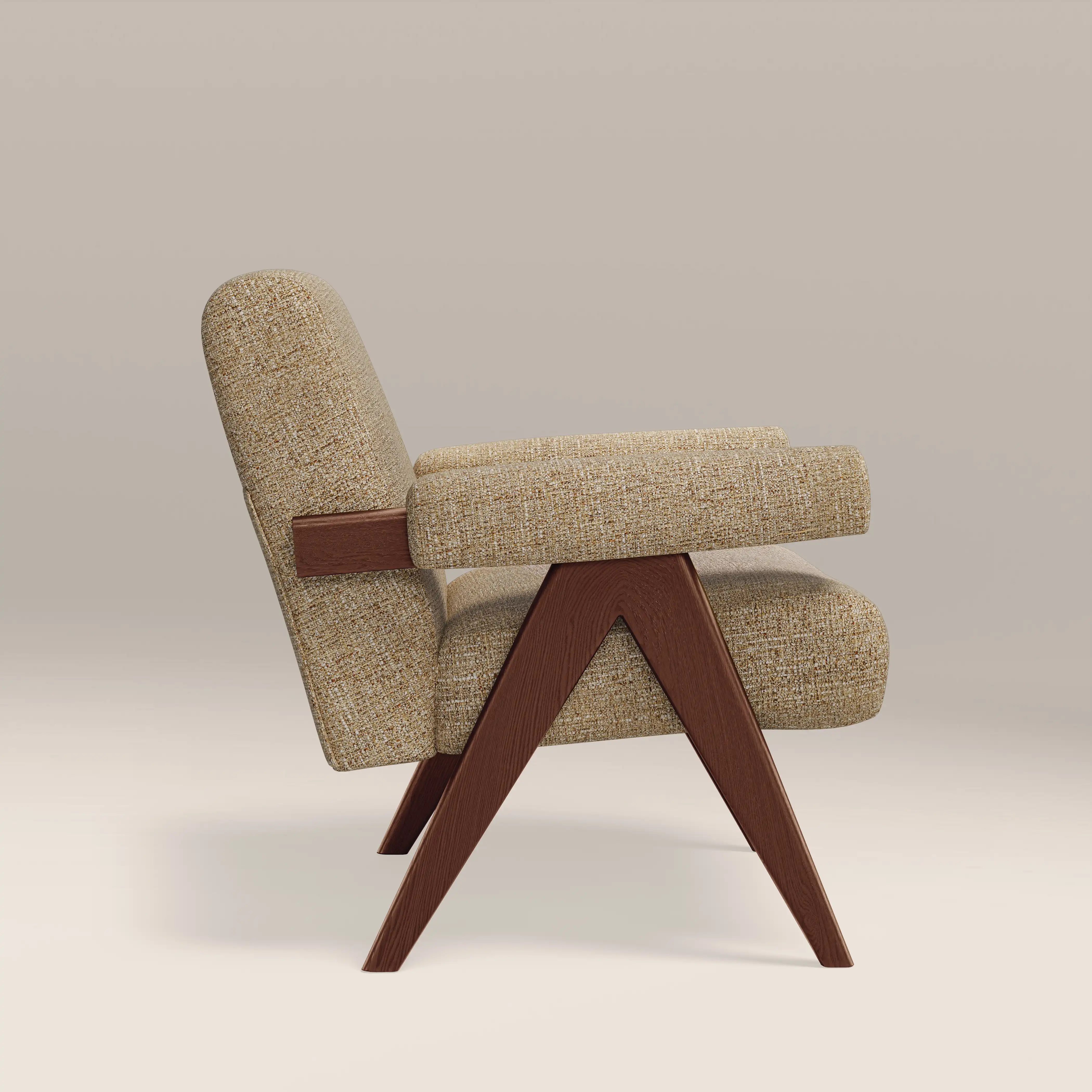 Cary Accent Chair | Speckled Latte Boucle & Walnut - Image 4