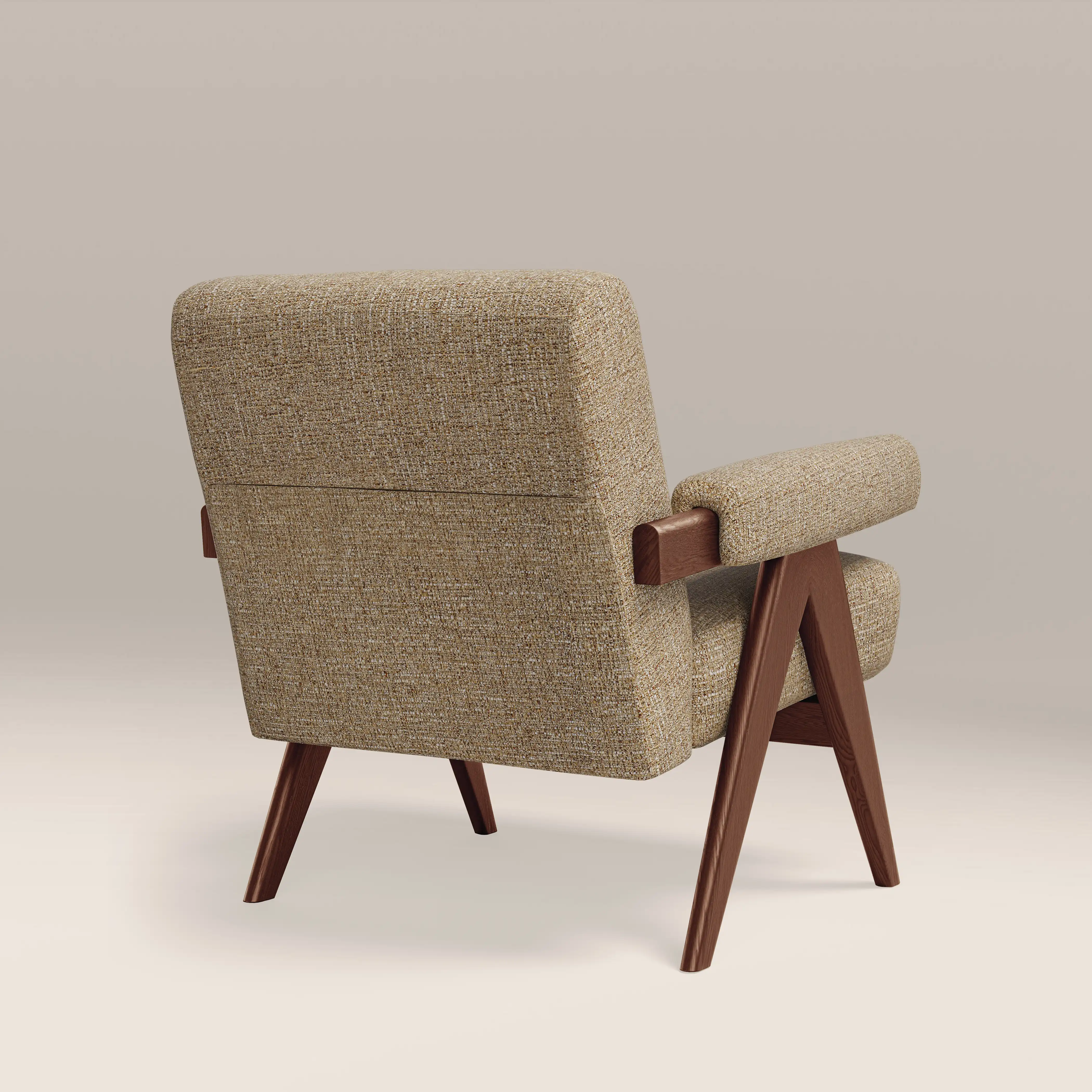 Cary Accent Chair | Speckled Latte Boucle & Walnut - Image 5