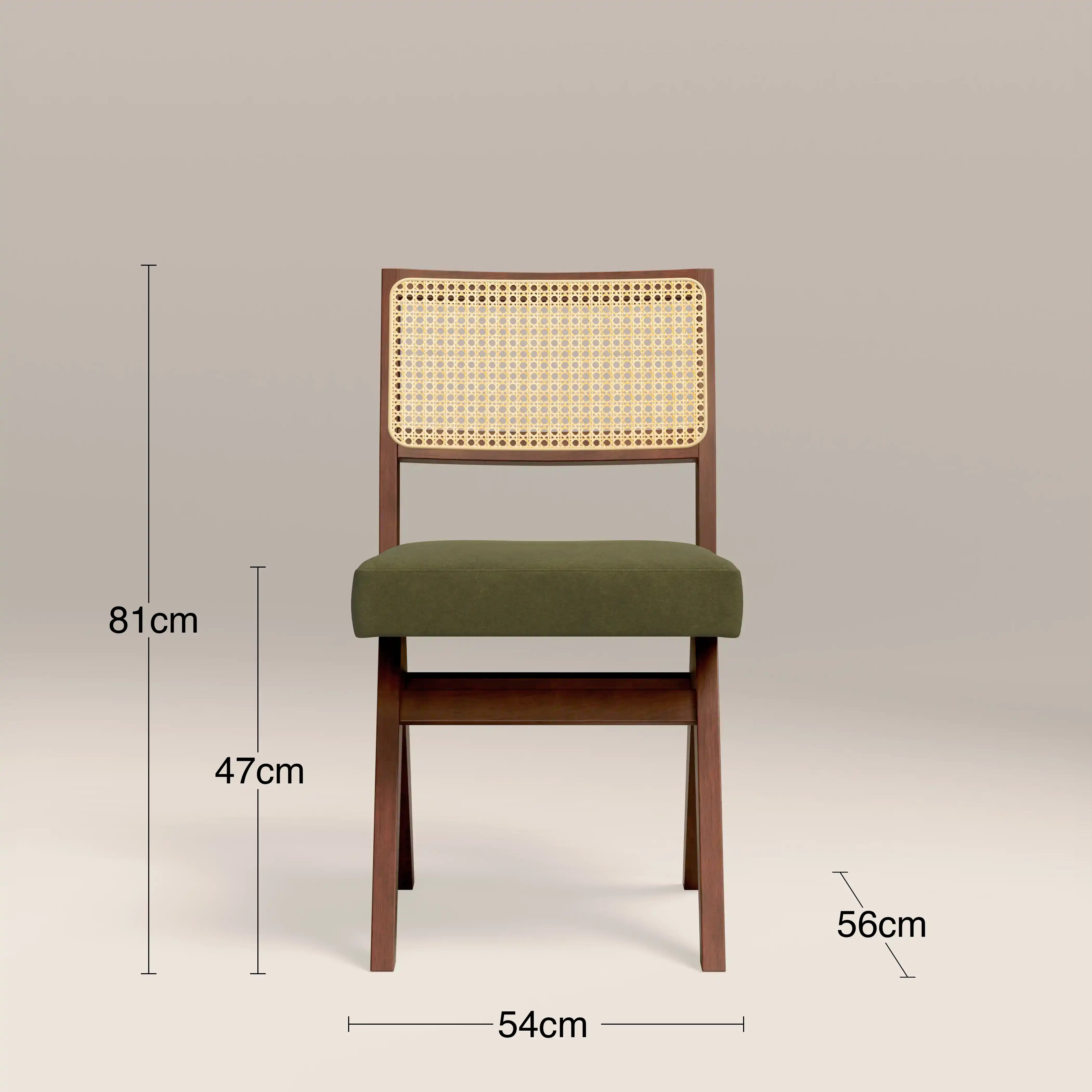 Cary Wooden Dining Chair | Moss Green Sustainable Mohair Velvet & Walnut - Image 7