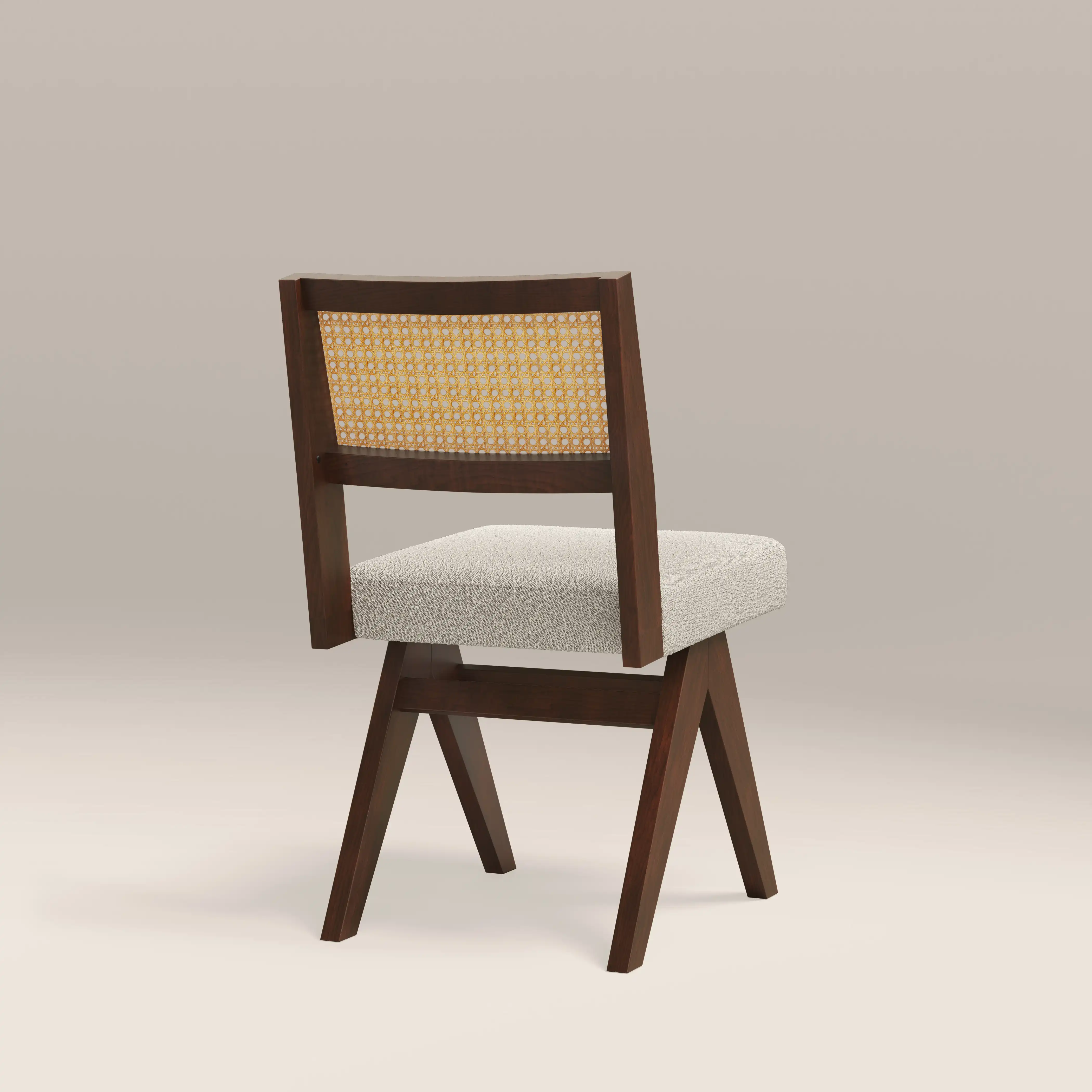 Cary Wooden Dining Chair | Speckled Stone Sustainable Boucle & Walnut - Image 5