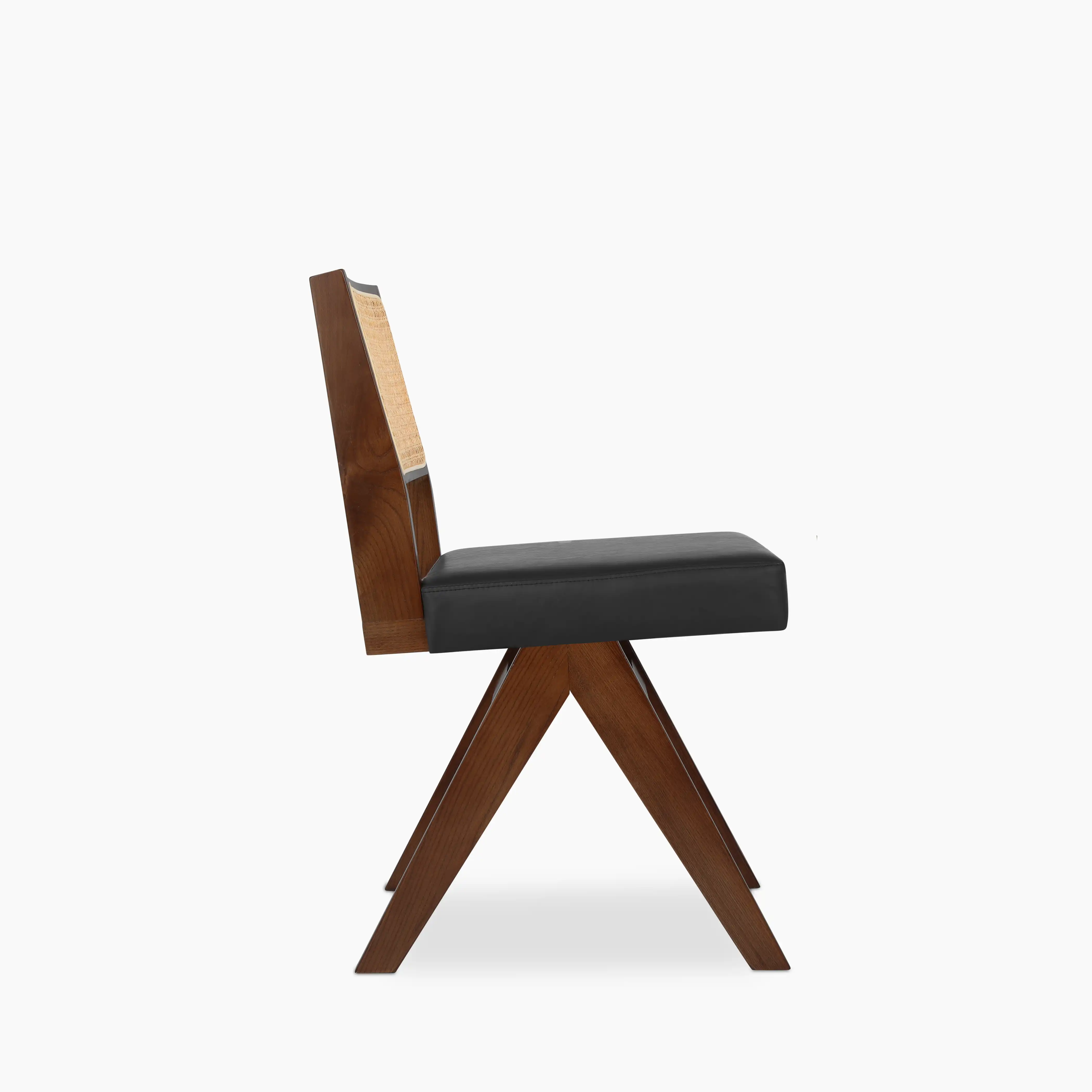 Cary Wooden Dining Chair | Vintage Black Faux Leather & Walnut - Image 5