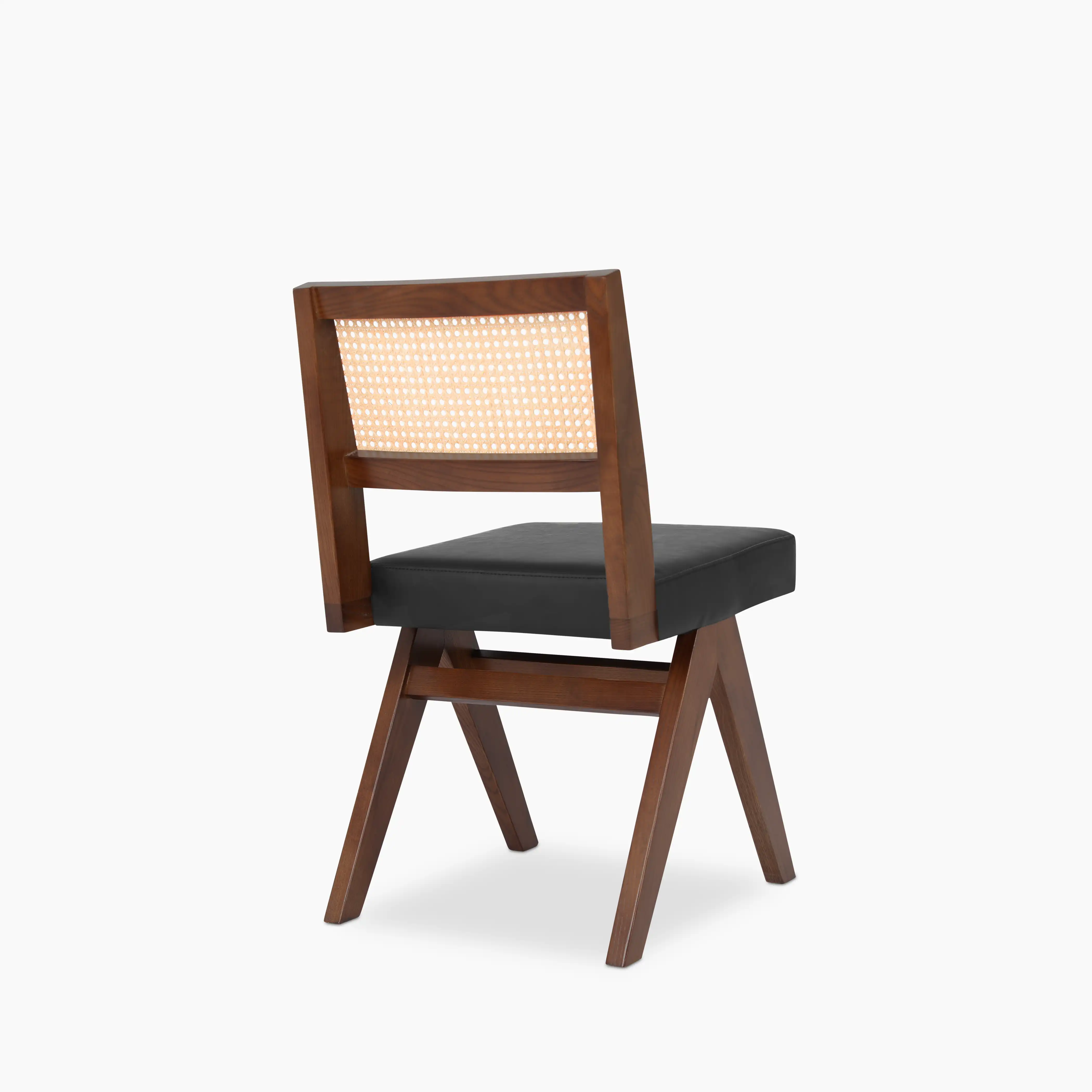 Cary Wooden Dining Chair | Vintage Black Faux Leather & Walnut - Image 6
