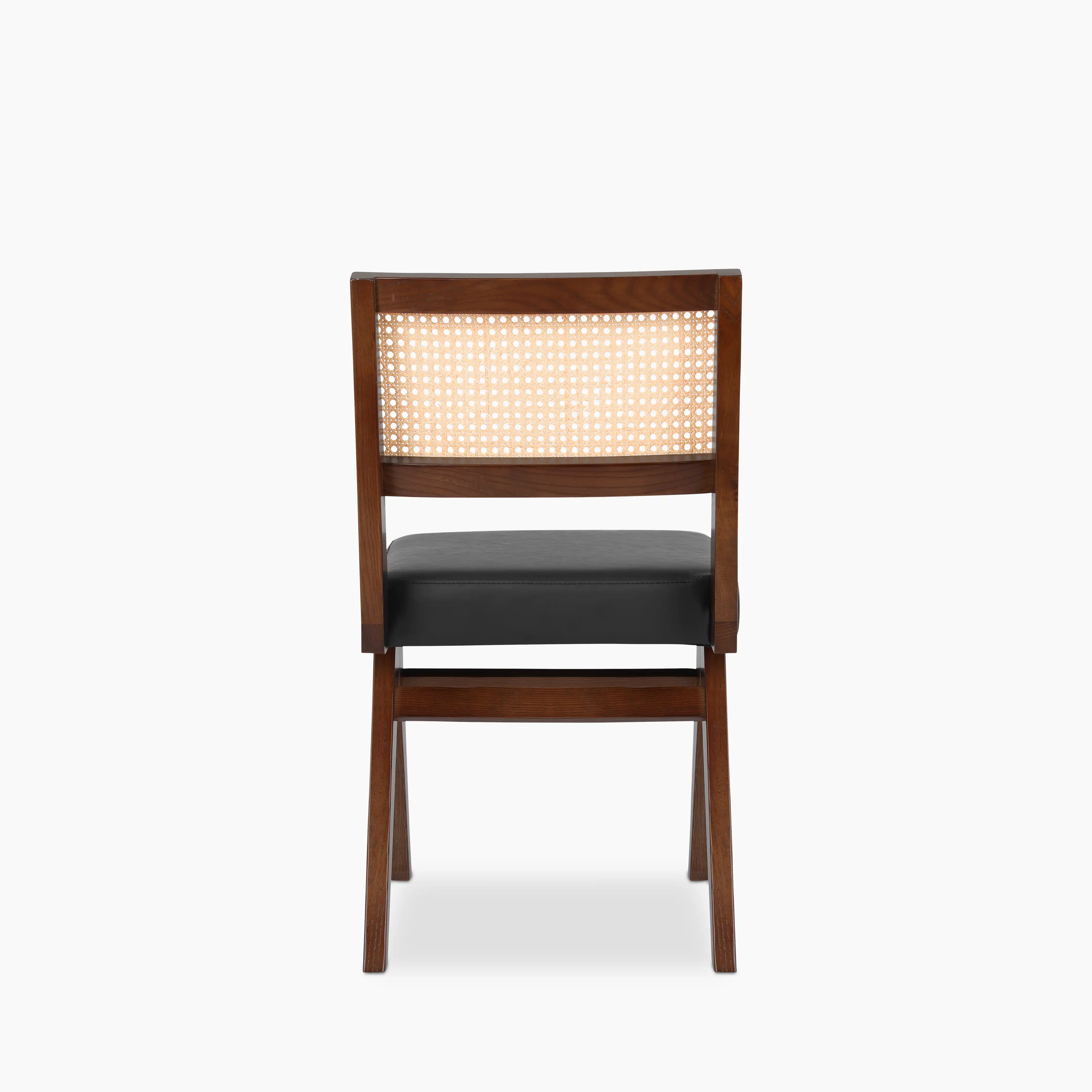 Cary Wooden Dining Chair | Vintage Black Faux Leather & Walnut - Image 7