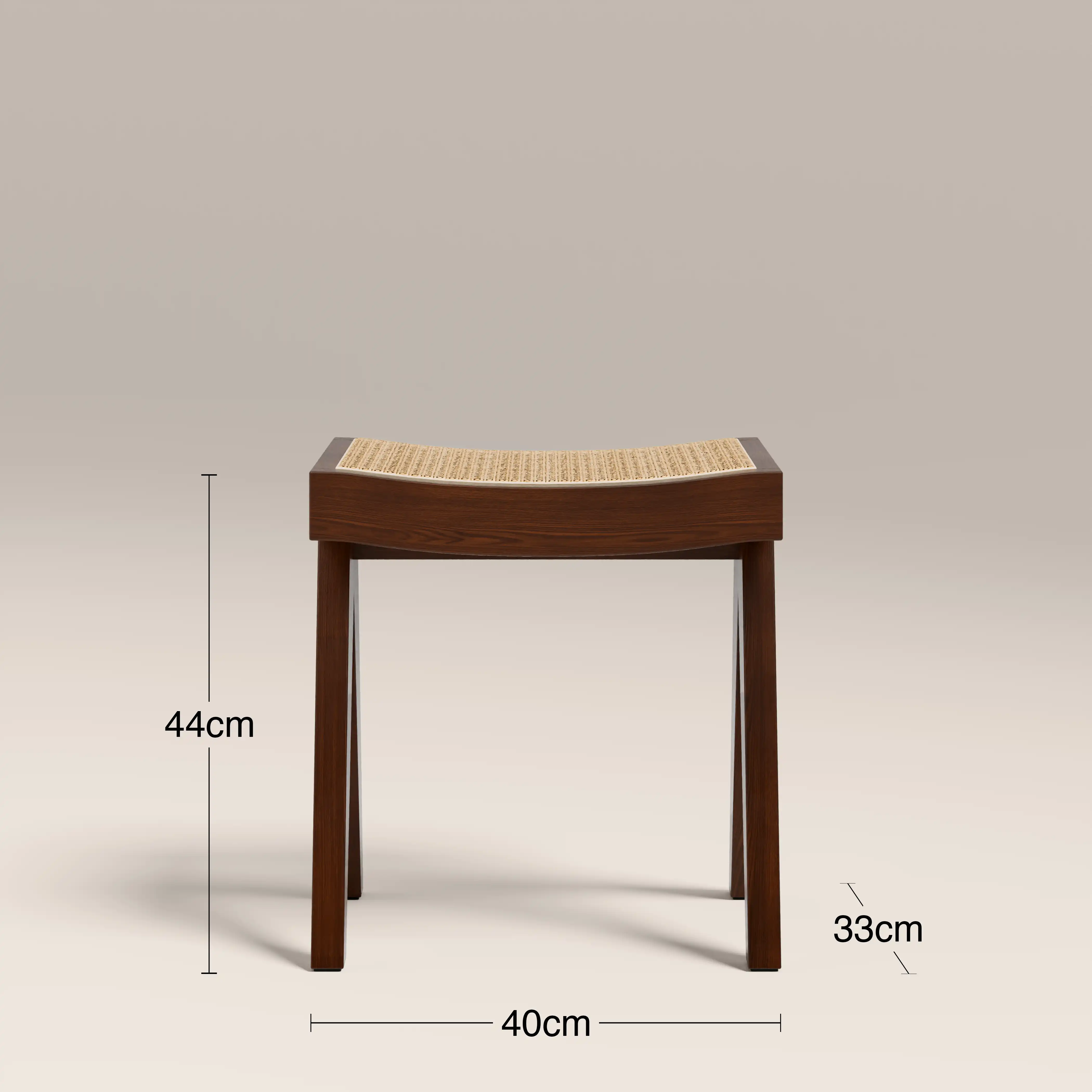 Cary Wooden Low Stool | Natural Cane & Walnut - Image 5