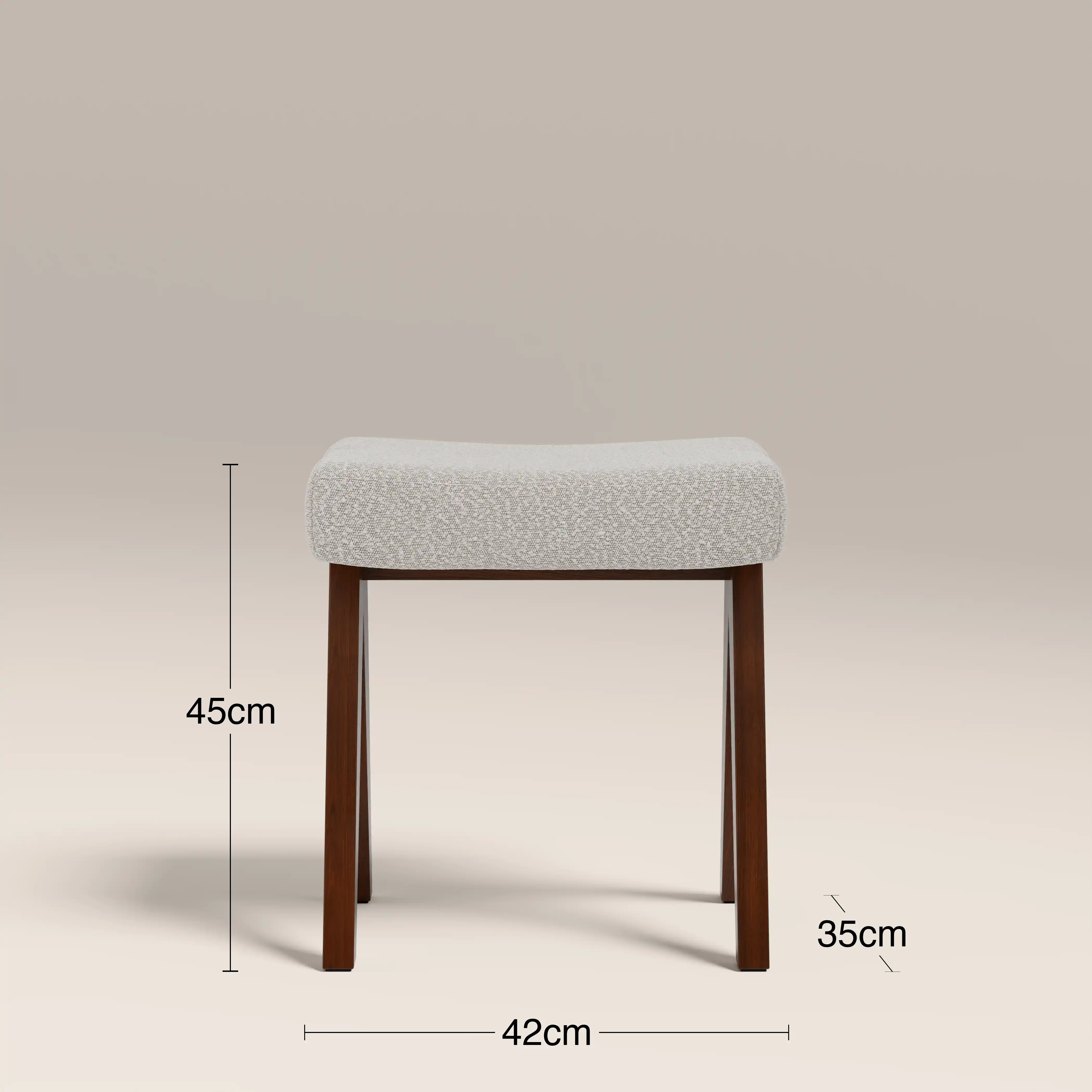 Cary Wooden Low Stool | Speckled Stone Sustainable Boucle & Walnut - Image 7