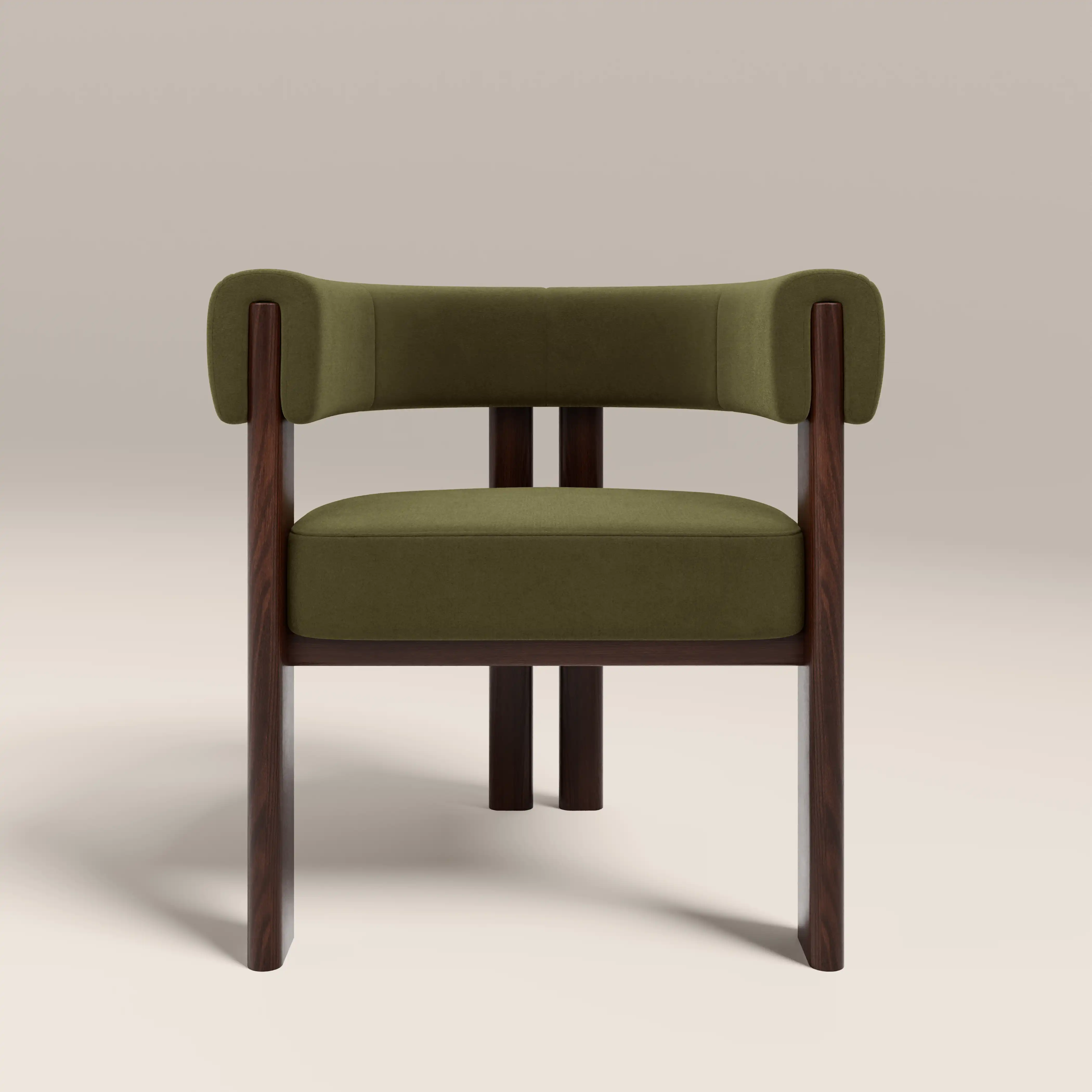 Cassius Carver Dining Chair | Moss Green Sustainable Mohair Velvet & Walnut - Image 2
