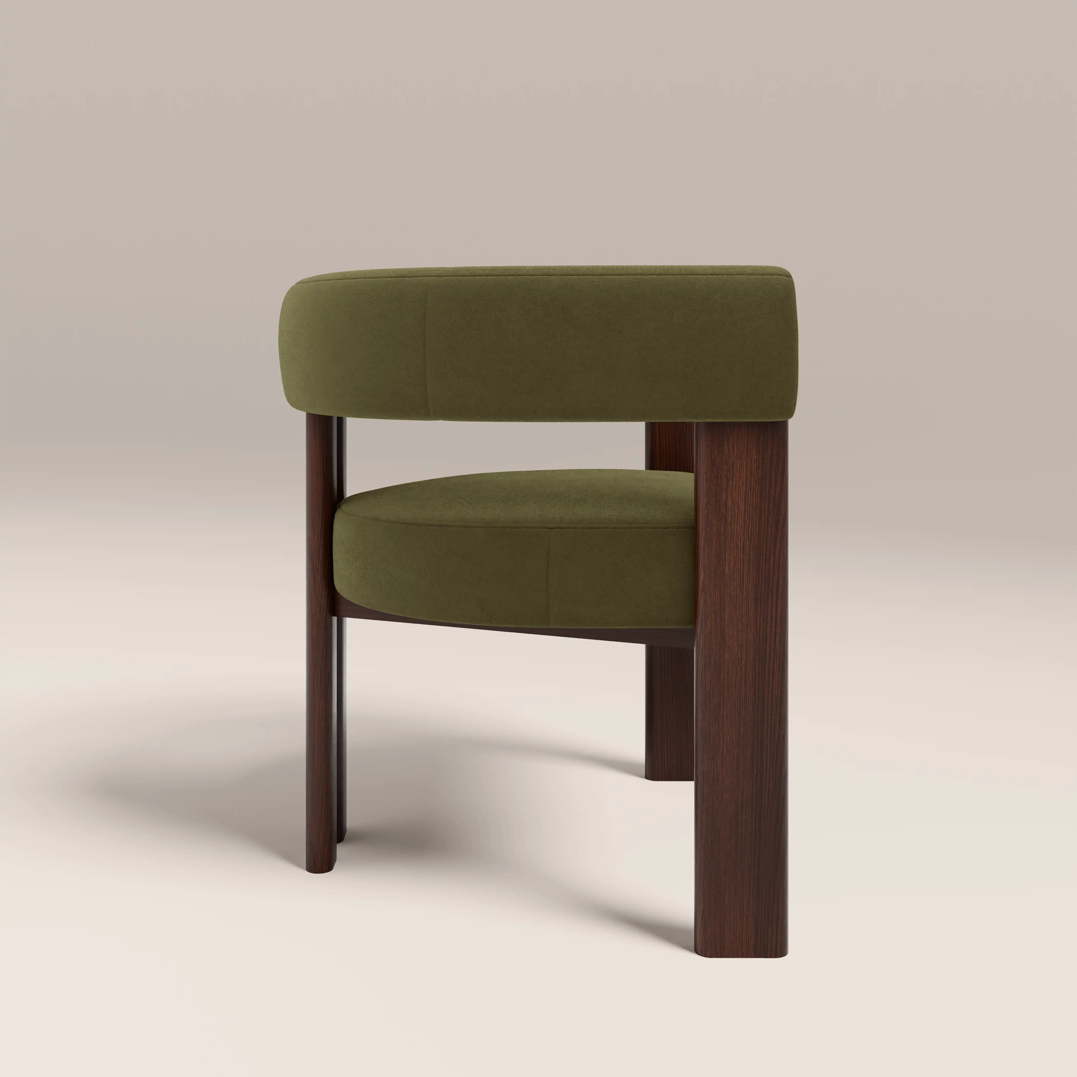 Cassius Carver Dining Chair | Moss Green Sustainable Mohair Velvet & Walnut - Image 4