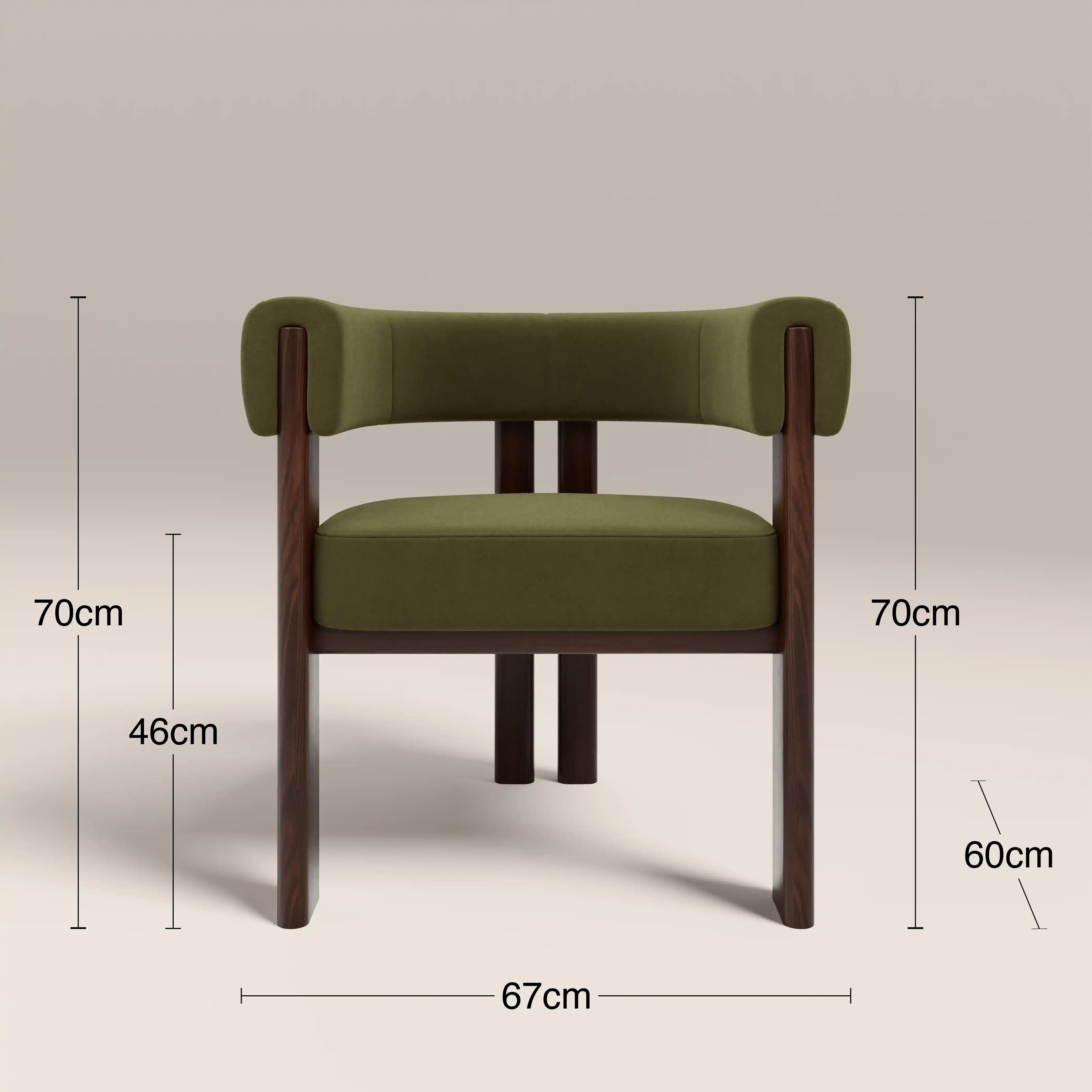Cassius Carver Dining Chair | Moss Green Sustainable Mohair Velvet & Walnut - Image 7
