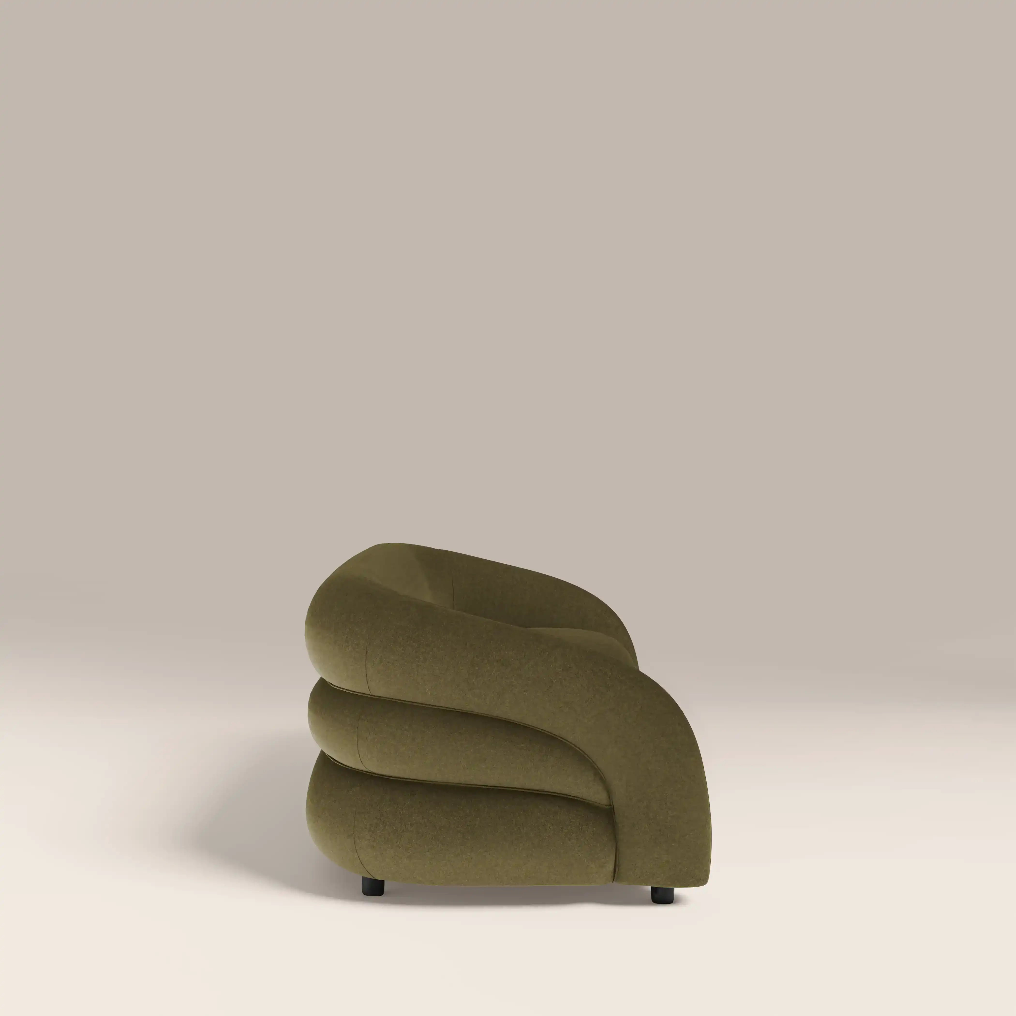 Chaplin 3 Seater Sofa | Moss Green Sustainable Mohair Velvet & Walnut - Image 4