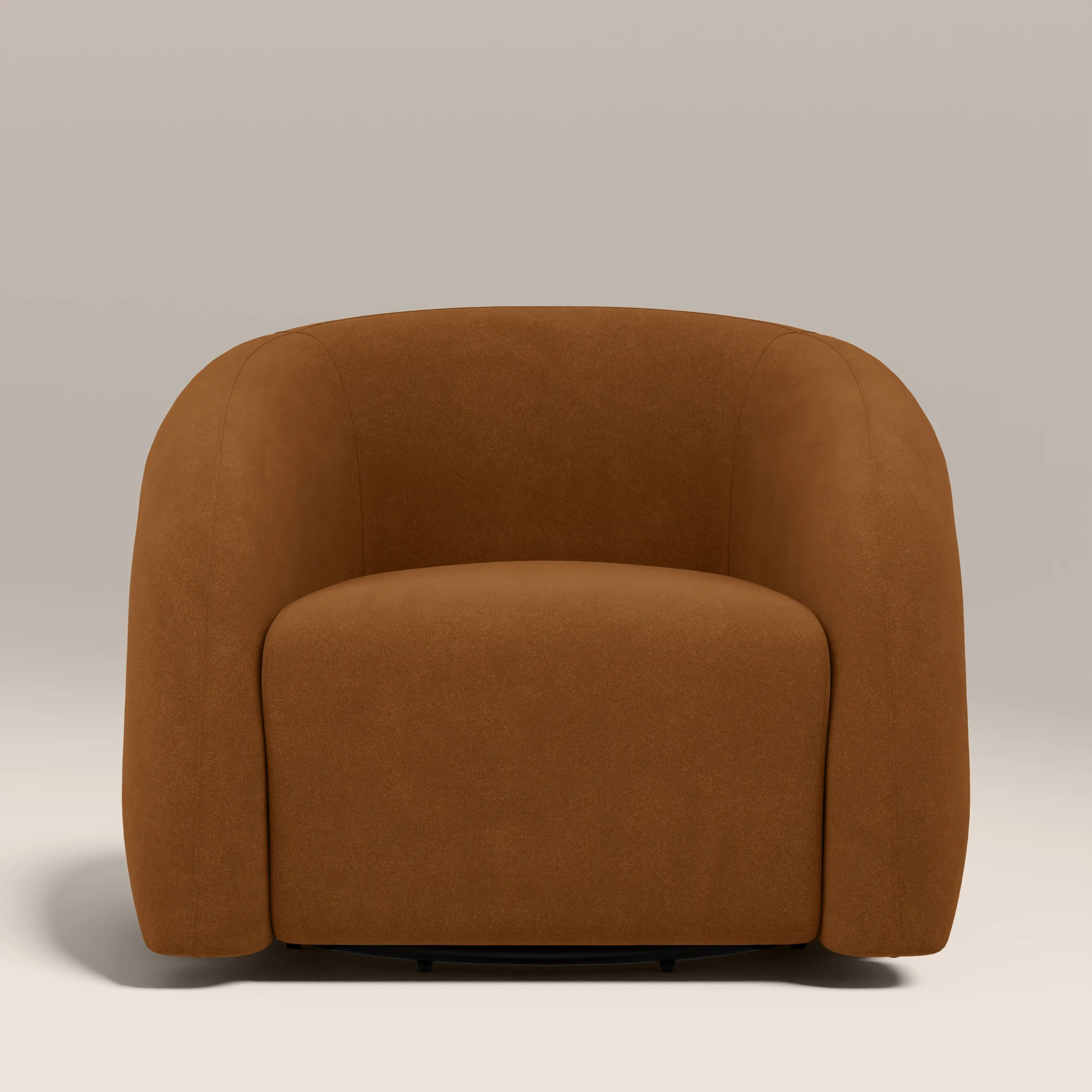 Chaplin Swivel Accent Chair | Caramel Brown Sustainable Mohair Velvet & Walnut - Image 4