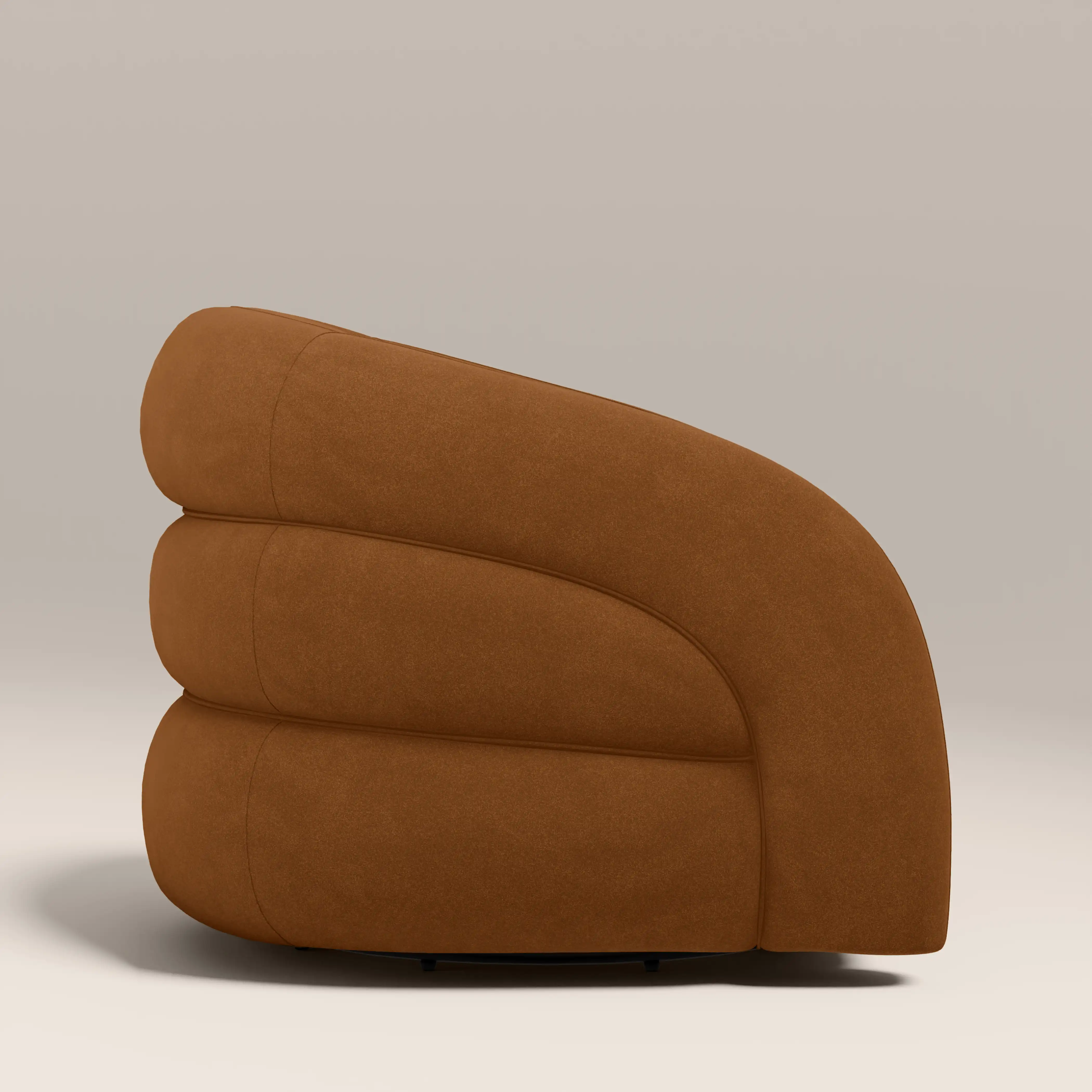 Chaplin Swivel Accent Chair | Caramel Brown Sustainable Mohair Velvet & Walnut - Image 5