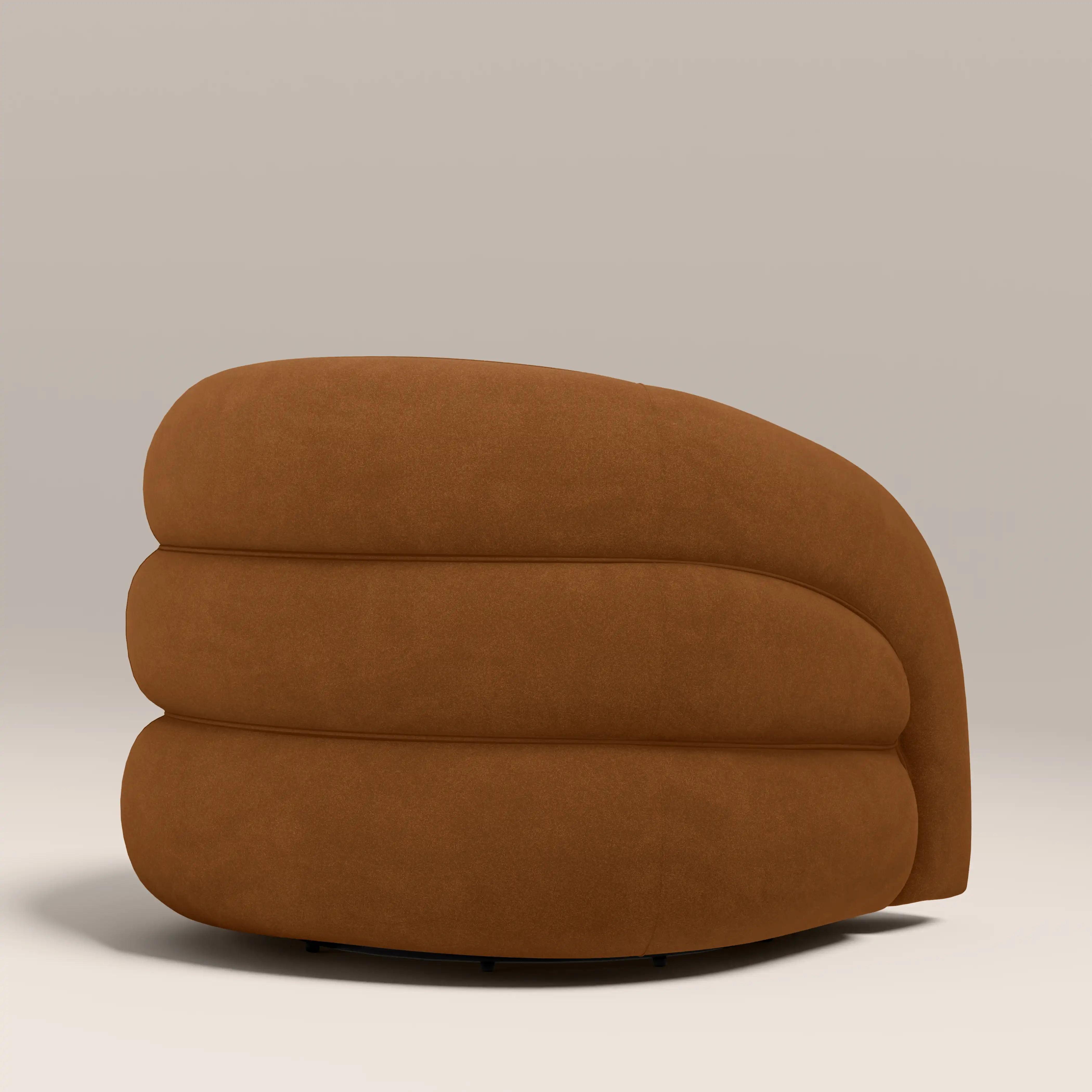 Chaplin Swivel Accent Chair | Caramel Brown Sustainable Mohair Velvet & Walnut - Image 6