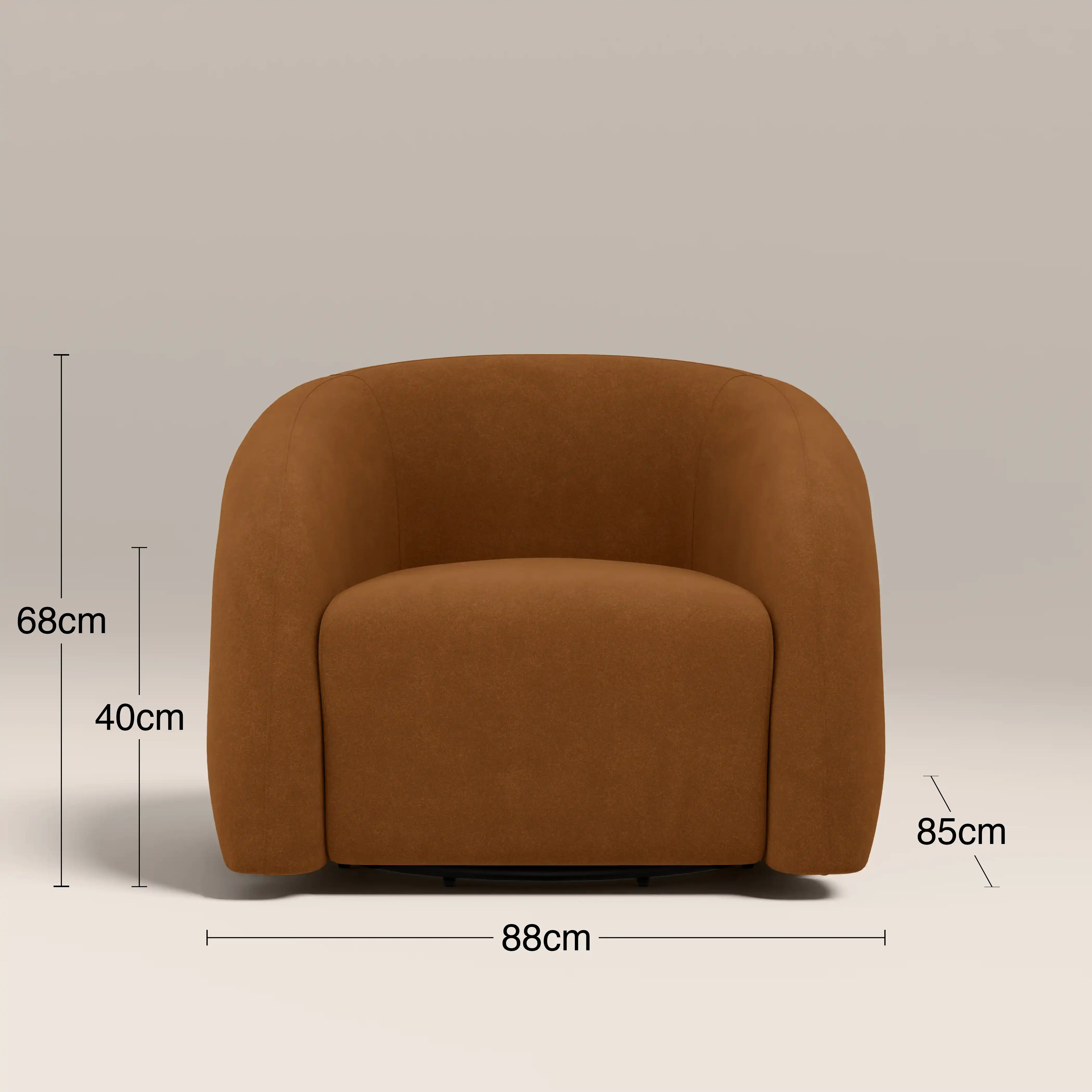 Chaplin Swivel Accent Chair | Caramel Brown Sustainable Mohair Velvet & Walnut - Image 8
