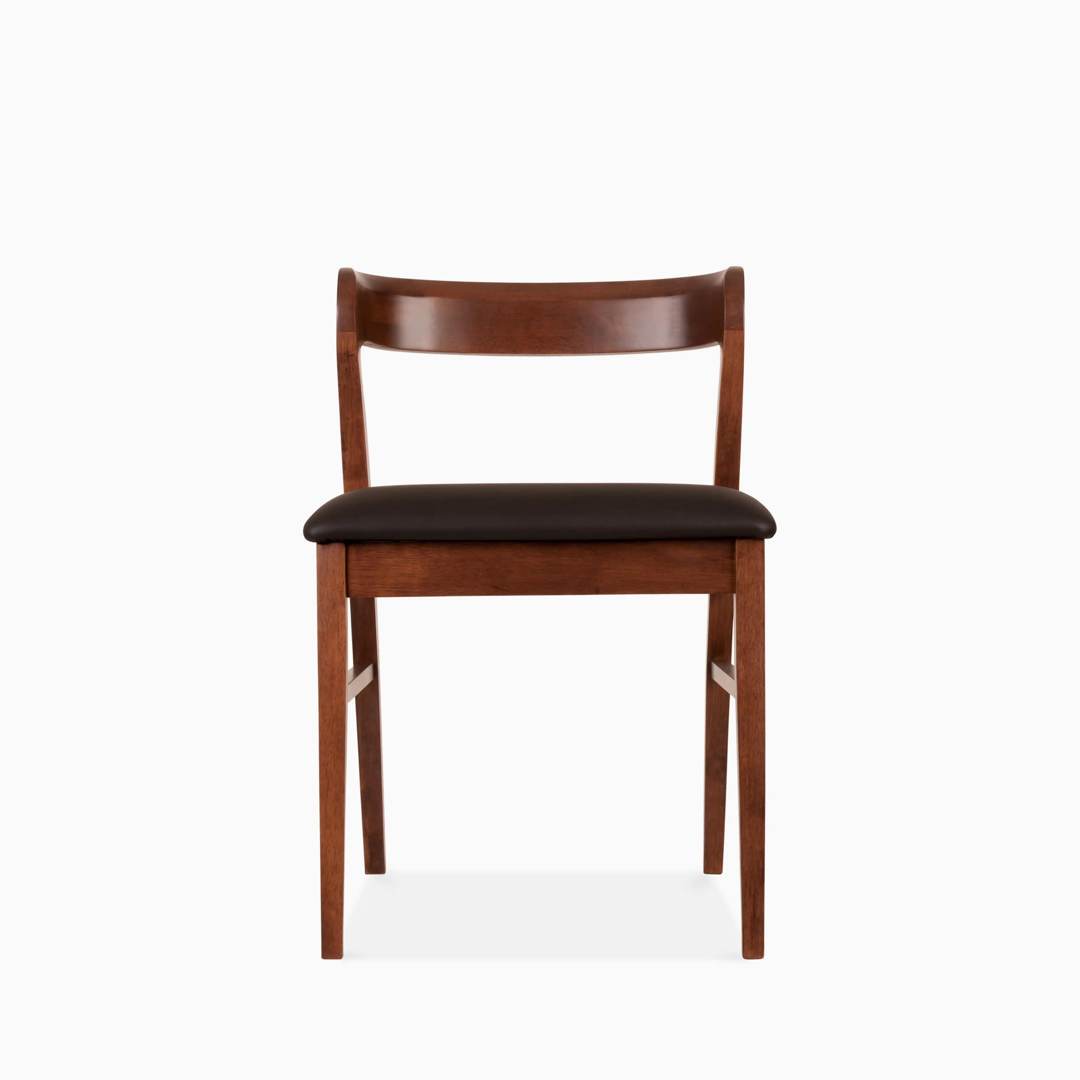Chiswick Wooden Dining Chair | Black Faux Leather & Walnut - Image 2