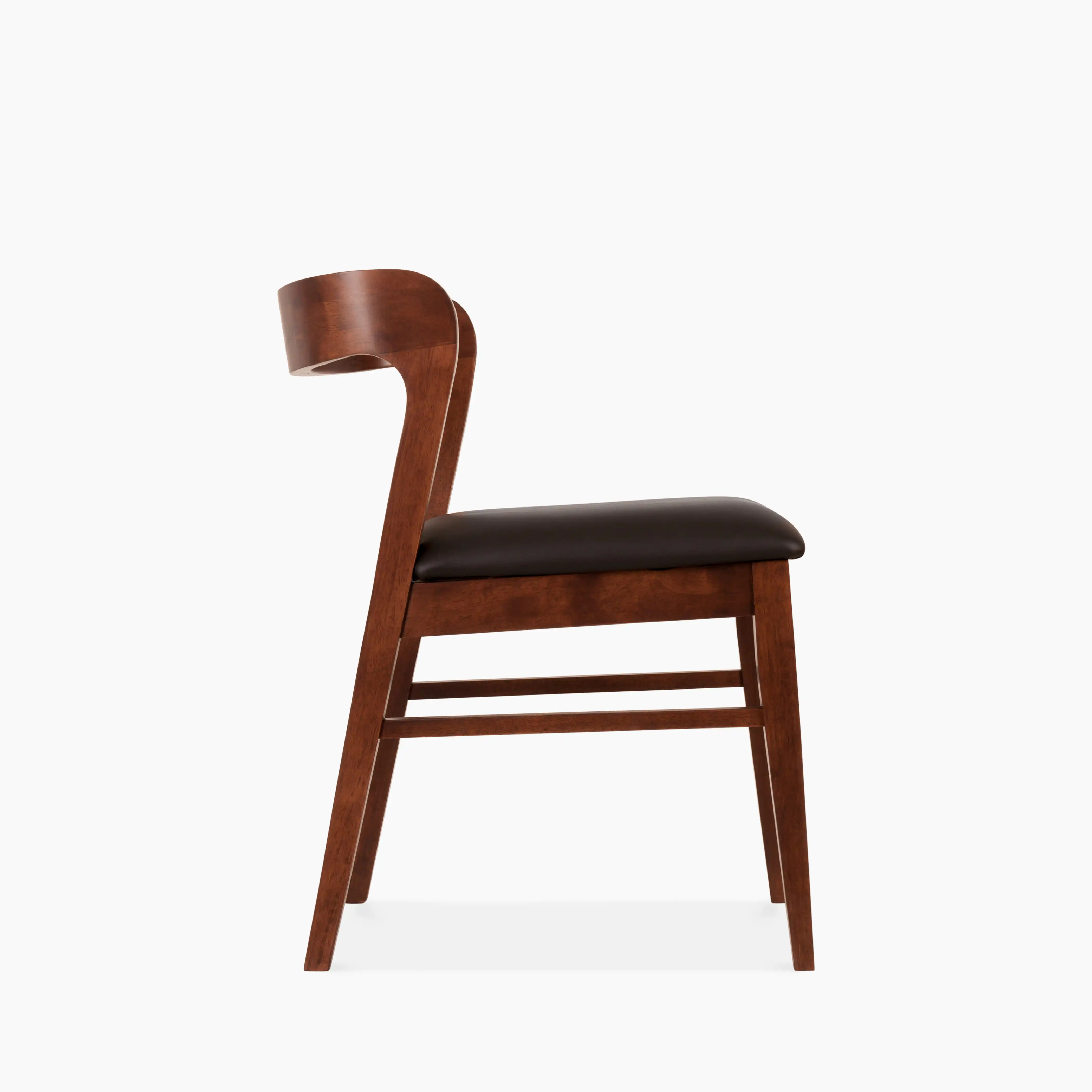 Chiswick Wooden Dining Chair | Black Faux Leather & Walnut - Image 4
