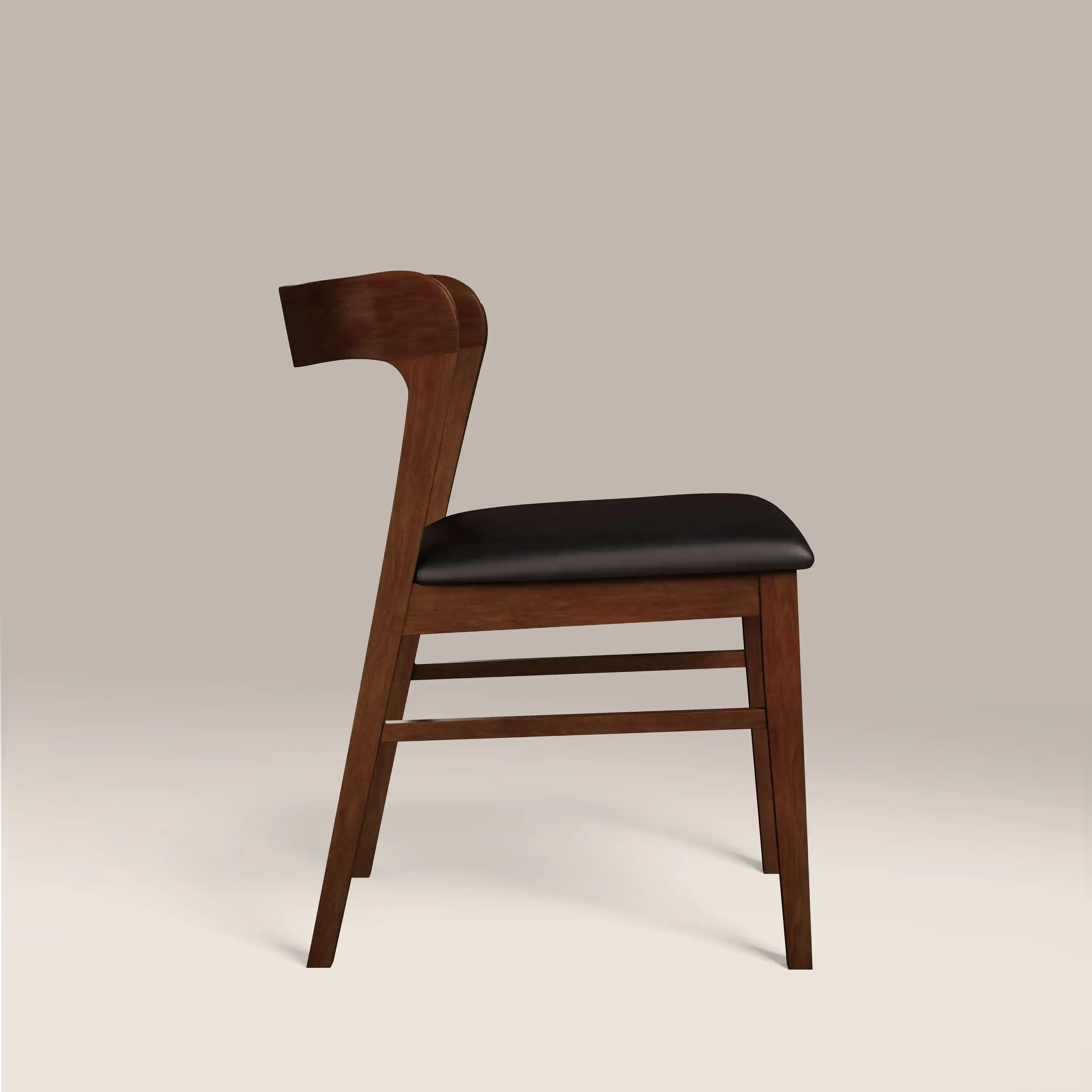 Chiswick Wooden Dining Chair | Black Faux Leather & Walnut - Image 4