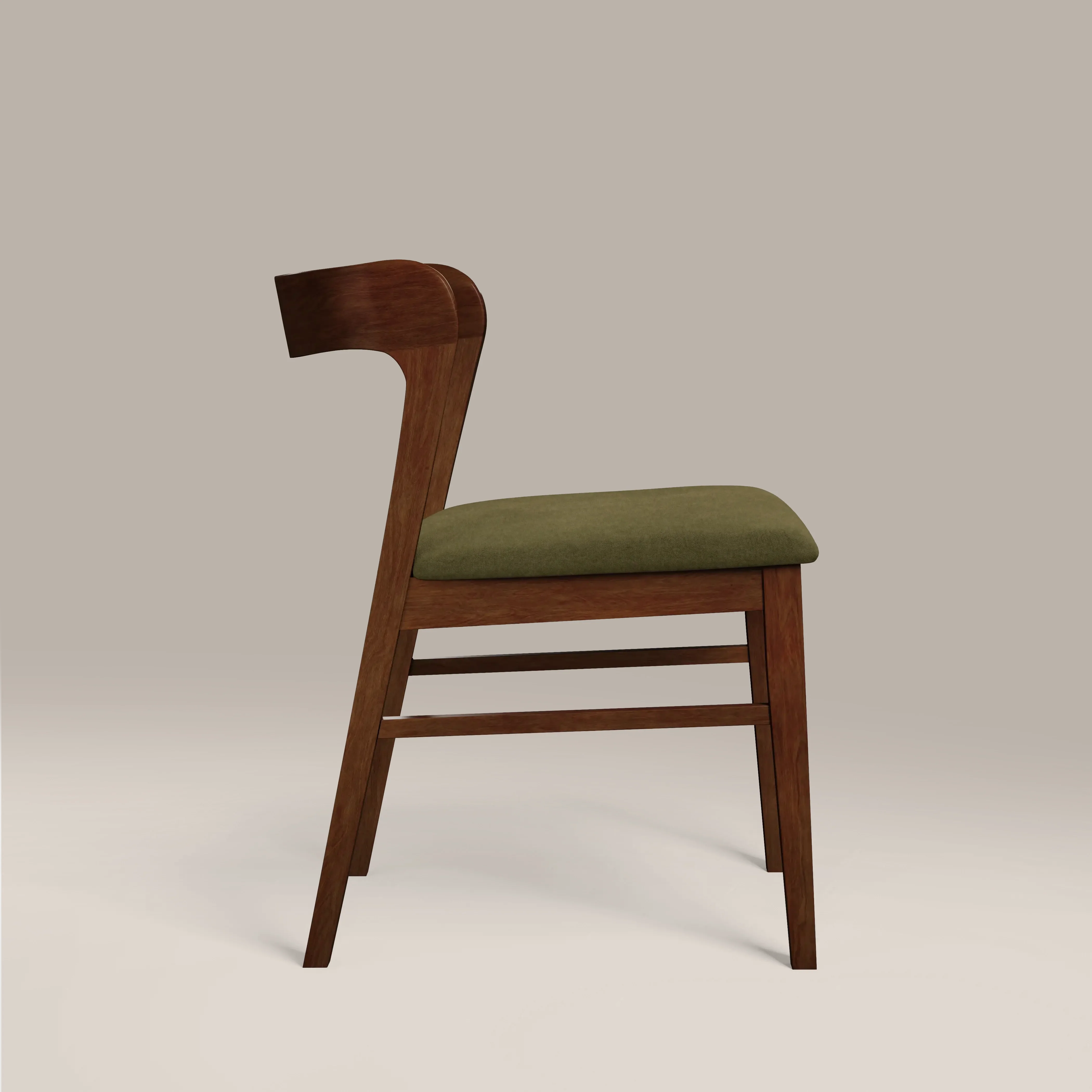 Chiswick Wooden Dining Chair | Moss Green Sustainable Mohair Velvet & Walnut - Image 4
