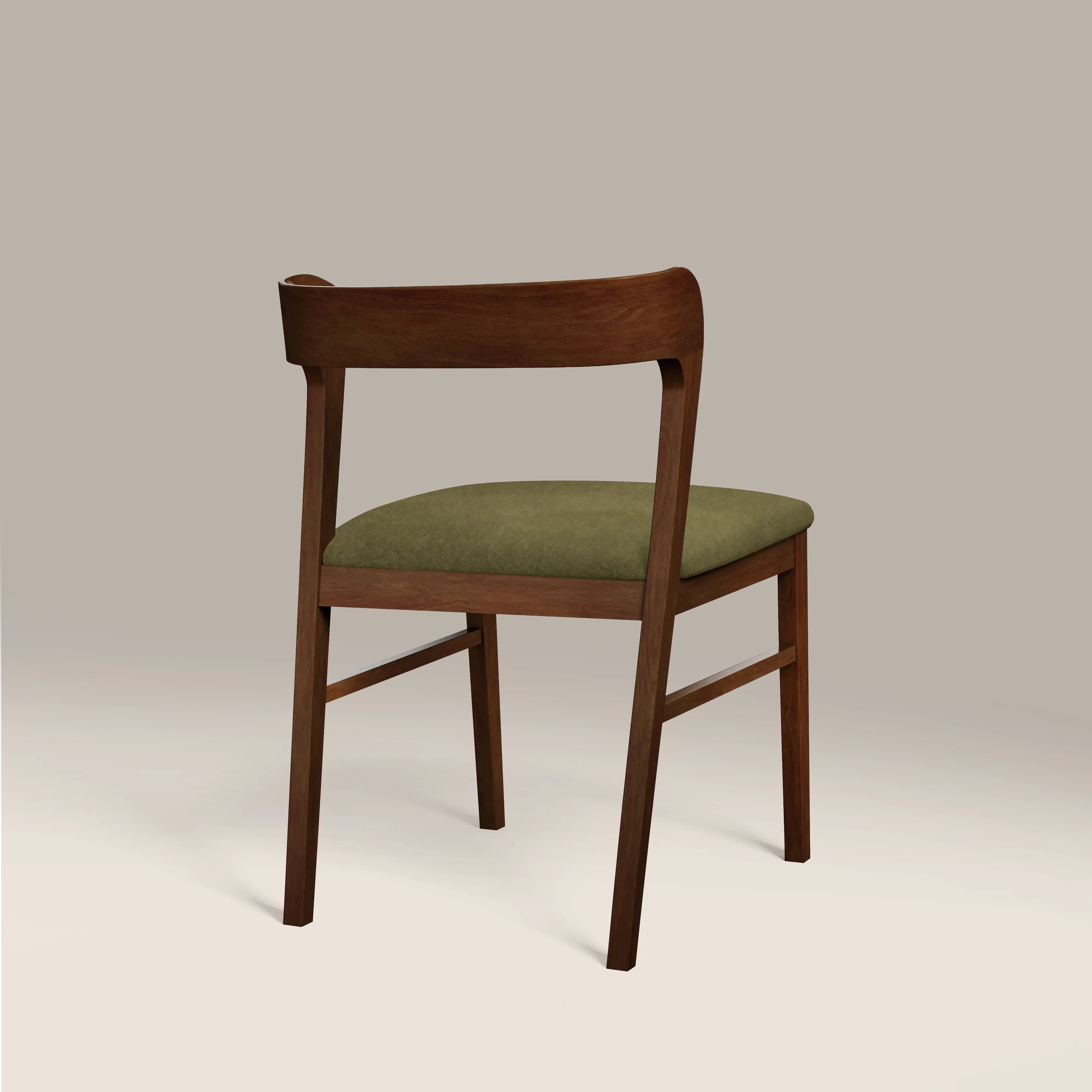 Chiswick Wooden Dining Chair | Moss Green Sustainable Mohair Velvet & Walnut - Image 5