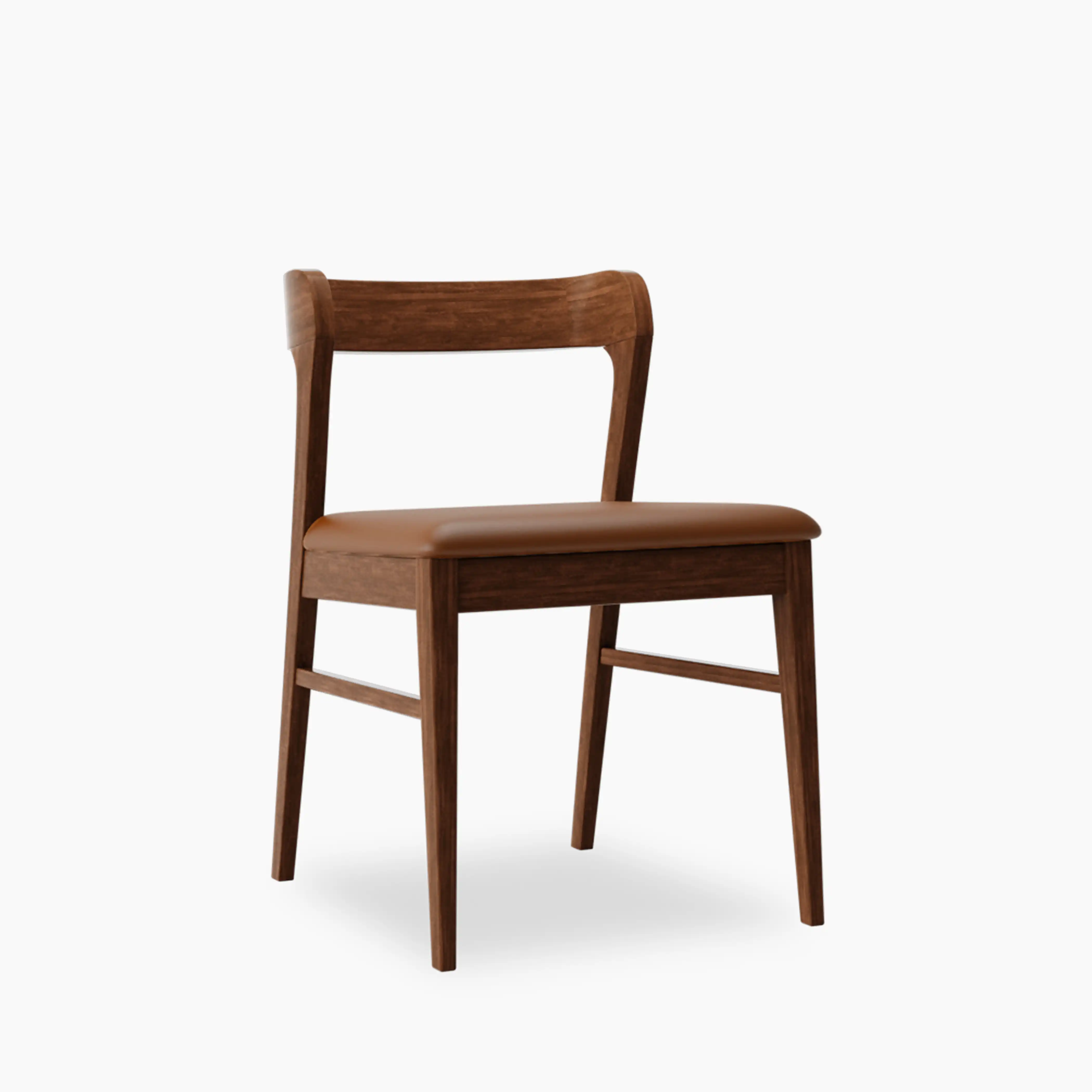 Chiswick Wooden Dining Chair | Vintage Tan Faux Leather & Walnut - Image 2