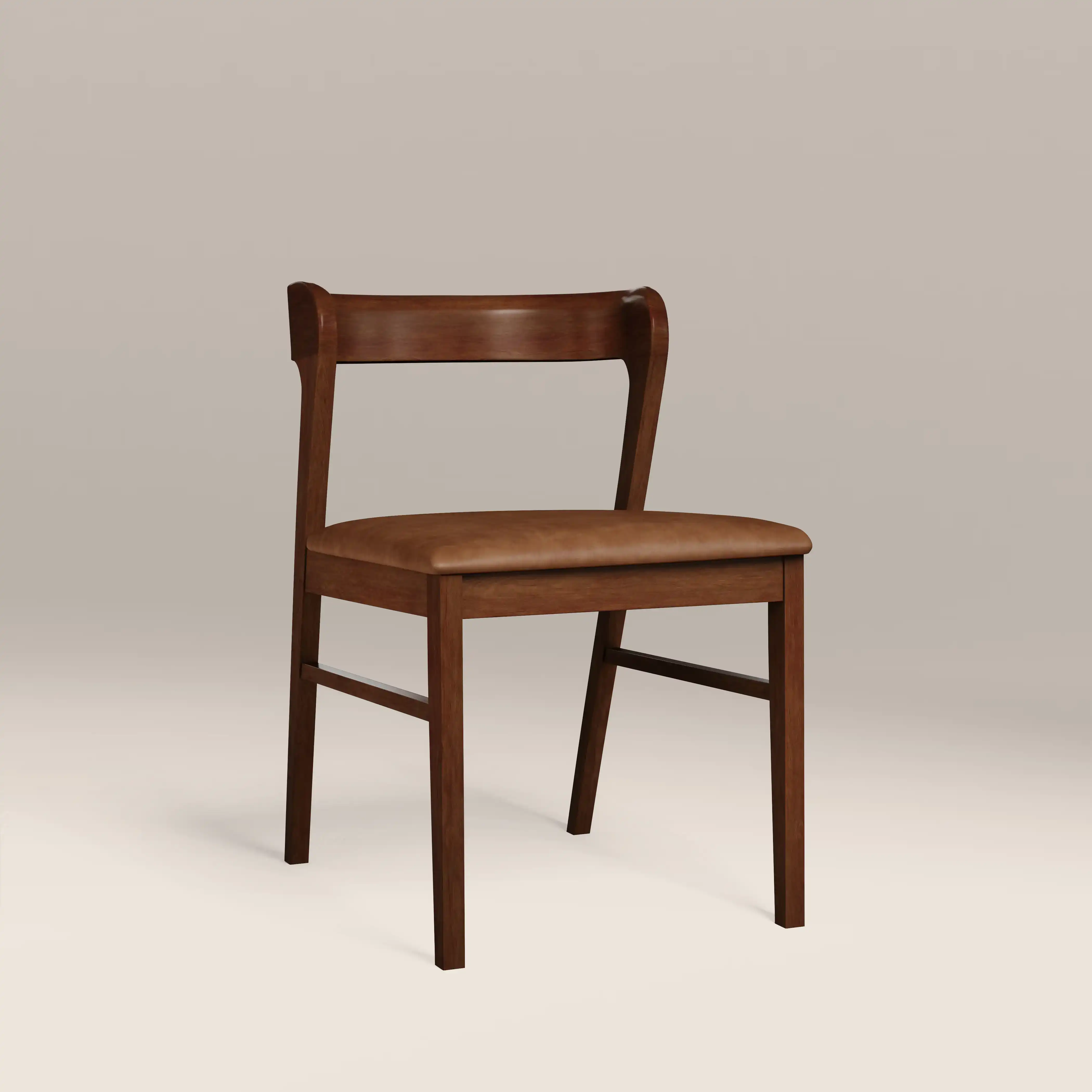 Chiswick Wooden Dining Chair | Vintage Tan Faux Leather & Walnut - Image 4