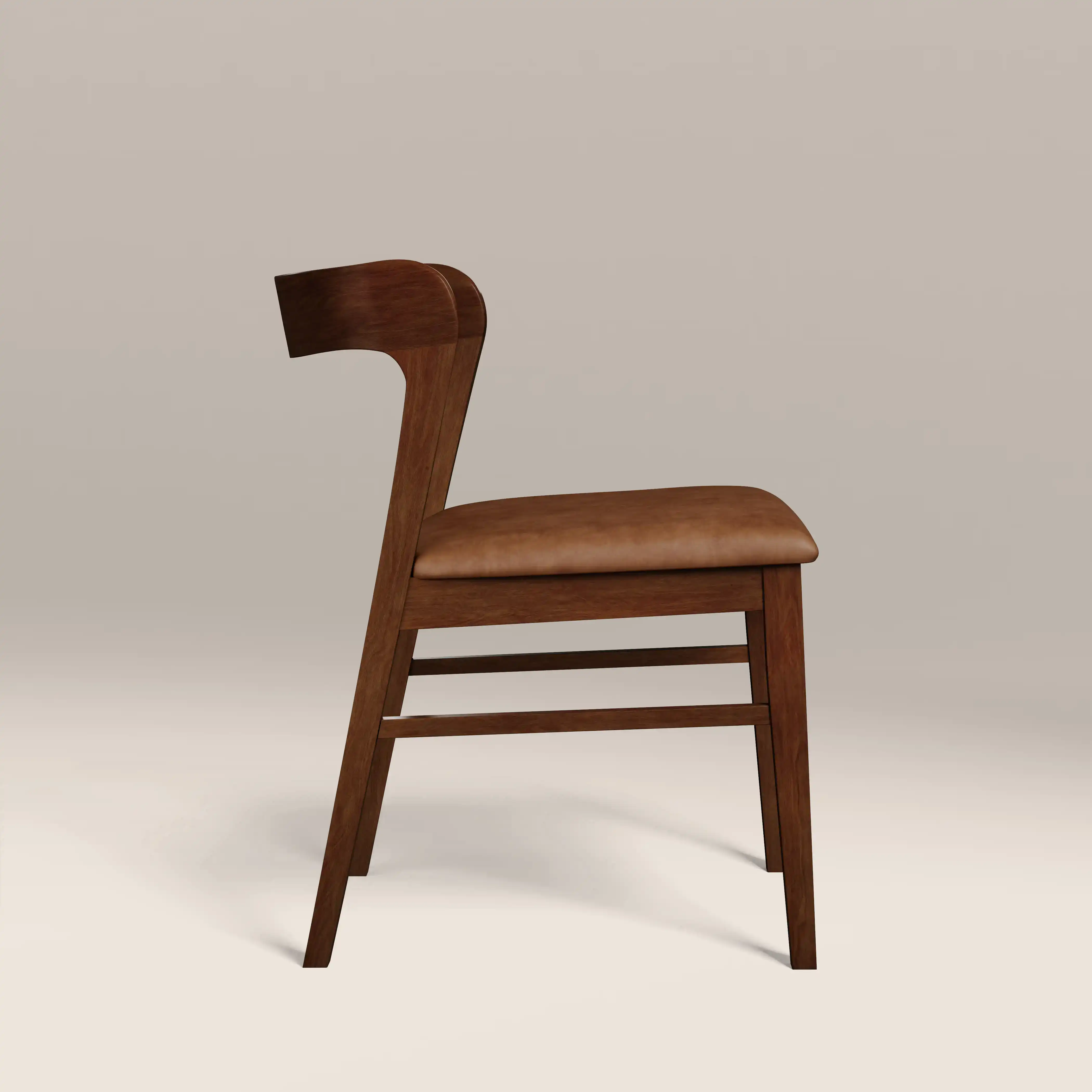 Chiswick Wooden Dining Chair | Vintage Tan Faux Leather & Walnut - Image 6