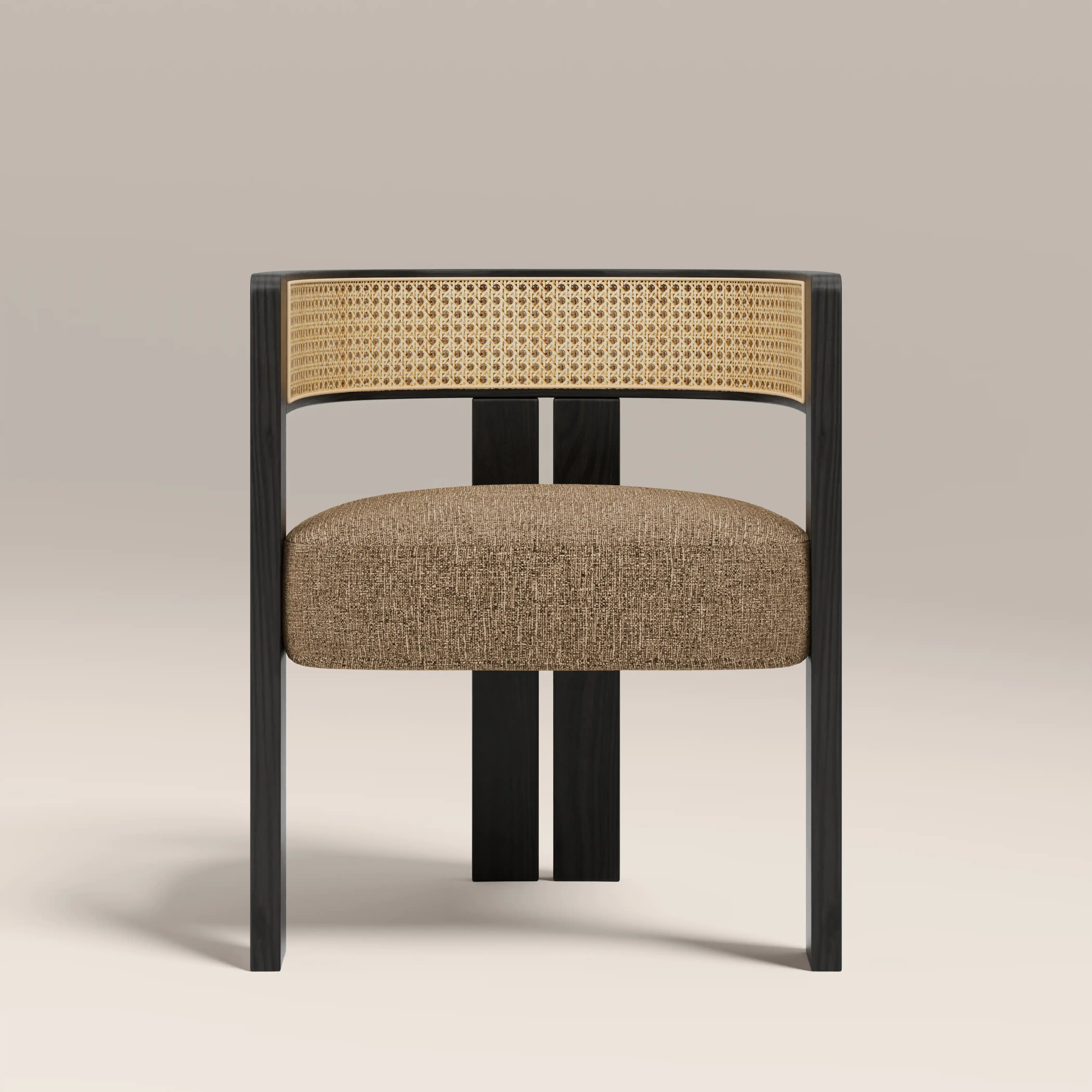 Clifton Wooden Carver Dining Chair | Speckled Cappuccino Boucle & Black - Image 4