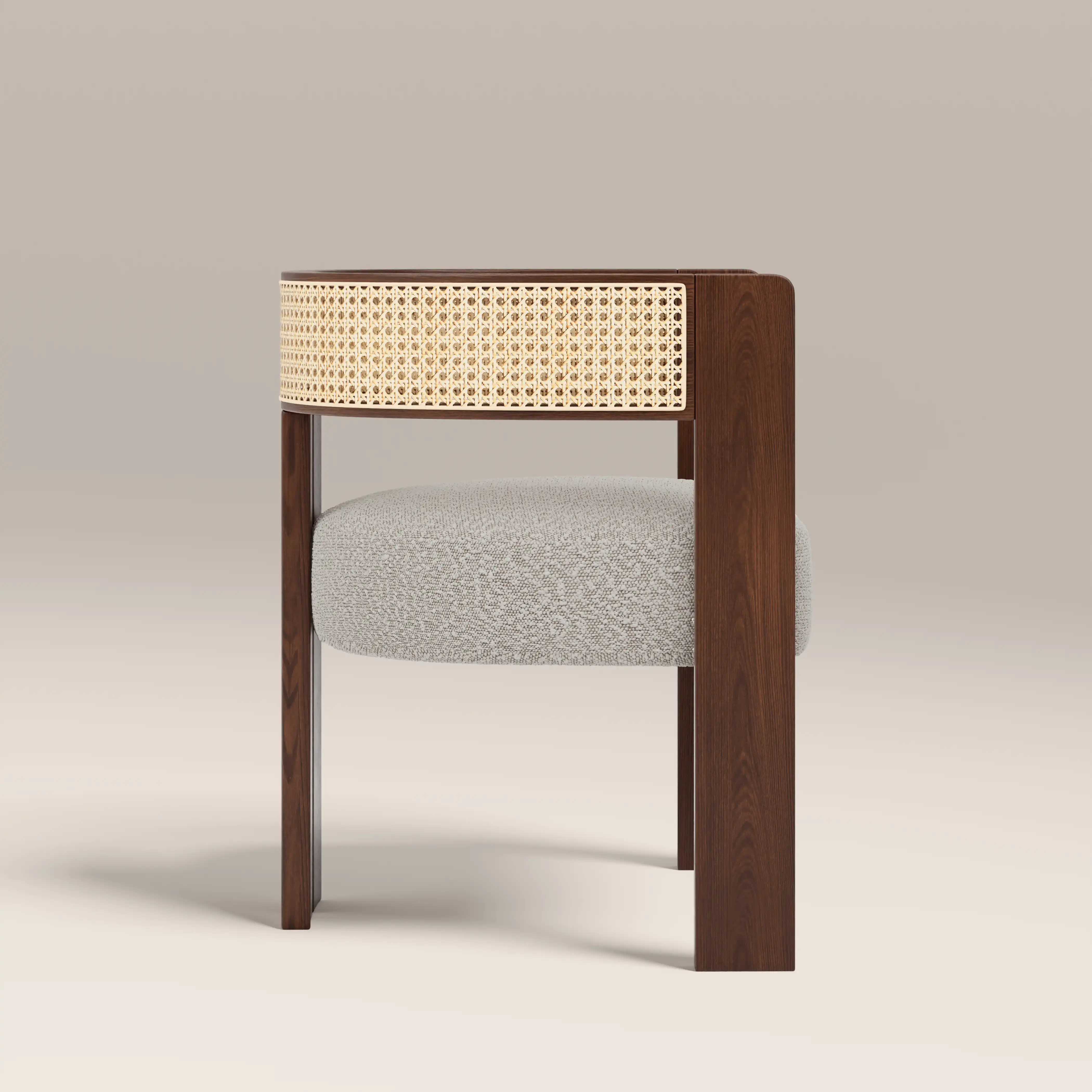 Clifton Wooden Carver Dining Chair | Speckled Stone Sustainable Boucle & Walnut - Image 5