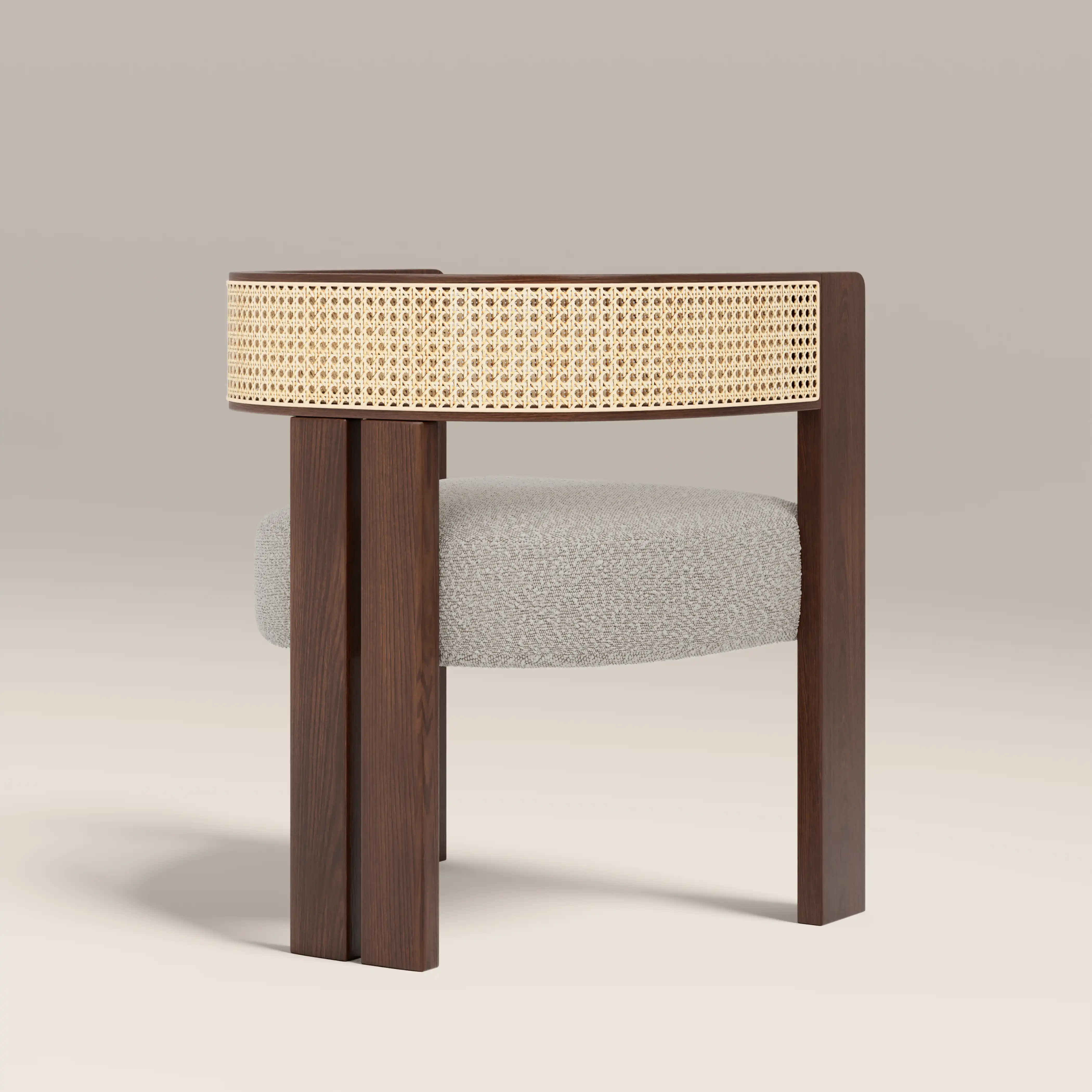 Clifton Wooden Carver Dining Chair | Speckled Stone Sustainable Boucle & Walnut - Image 6